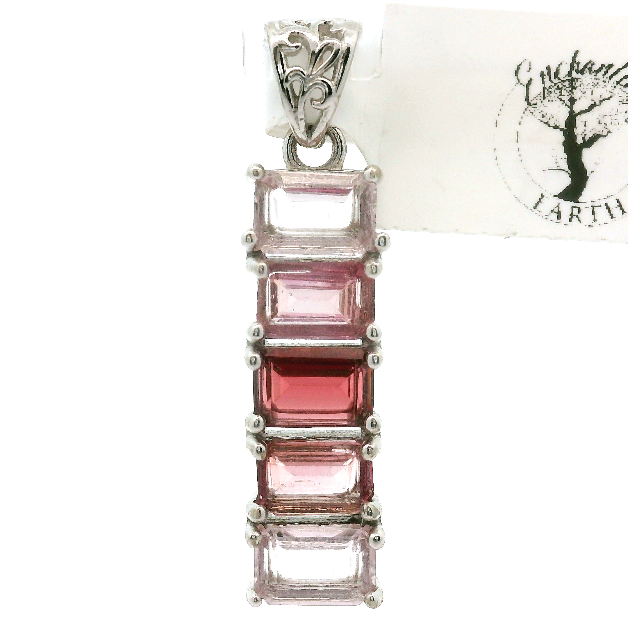 Multi Stone Emerald Cut Stacker Pendant .925 Silver for Healing, Intention Setting and Manifesting your Desires