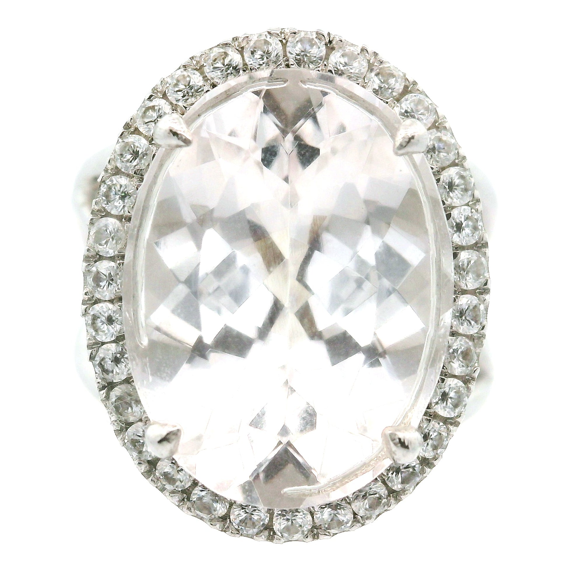 Danburite with Clear Zircon Pavé Cuff Ring .925 Silver for Self-Acceptance, Connecting to Angels and Spirit Guides