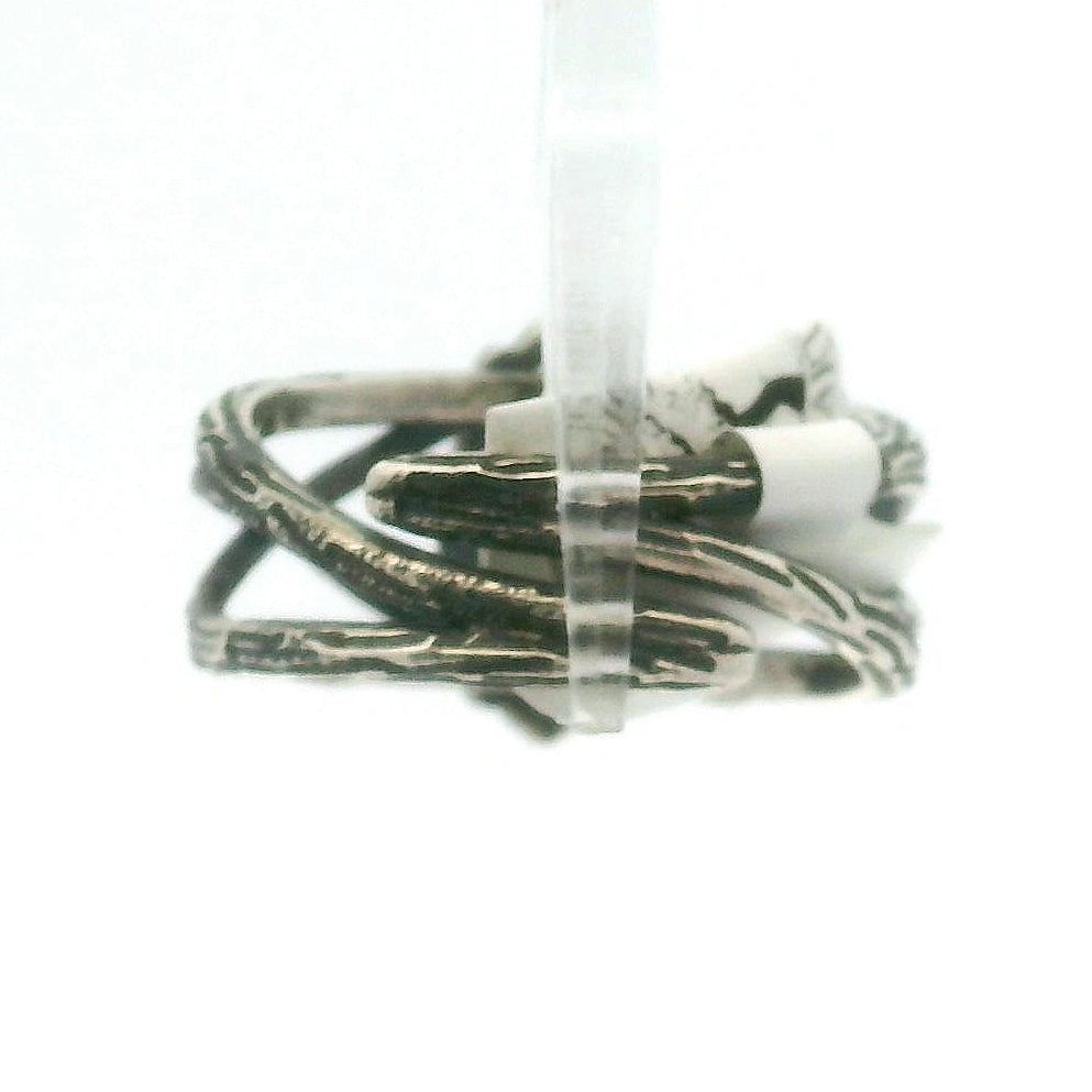 Rainbow Moonstone Marquise Bad Witch Cuff Ring .925 Silver for Protection, Manifestation and Divine Feminine Energy