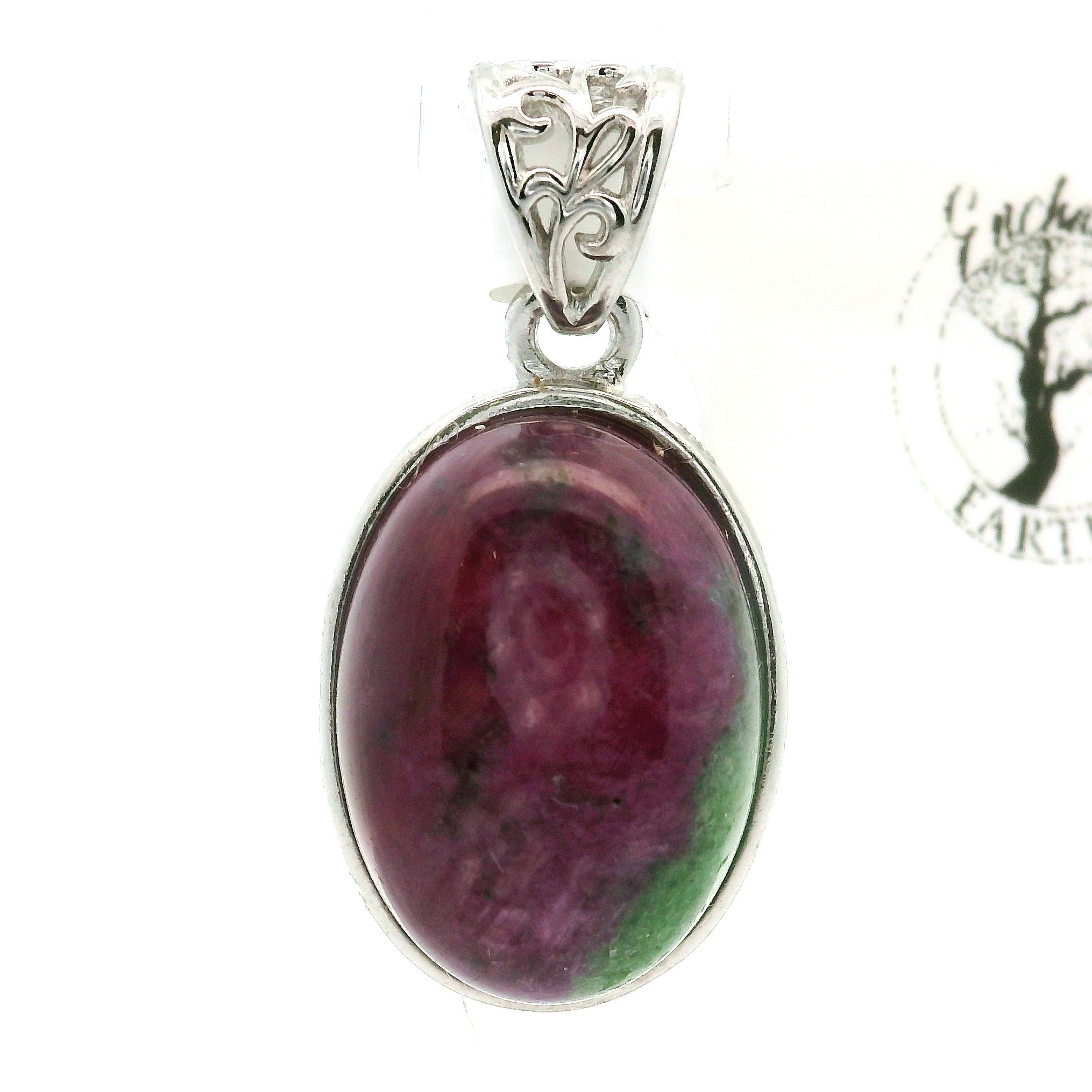 Ruby in Zoisite Pendant .925 Silver for Empowerment, Strength and Harmonizing Relationships