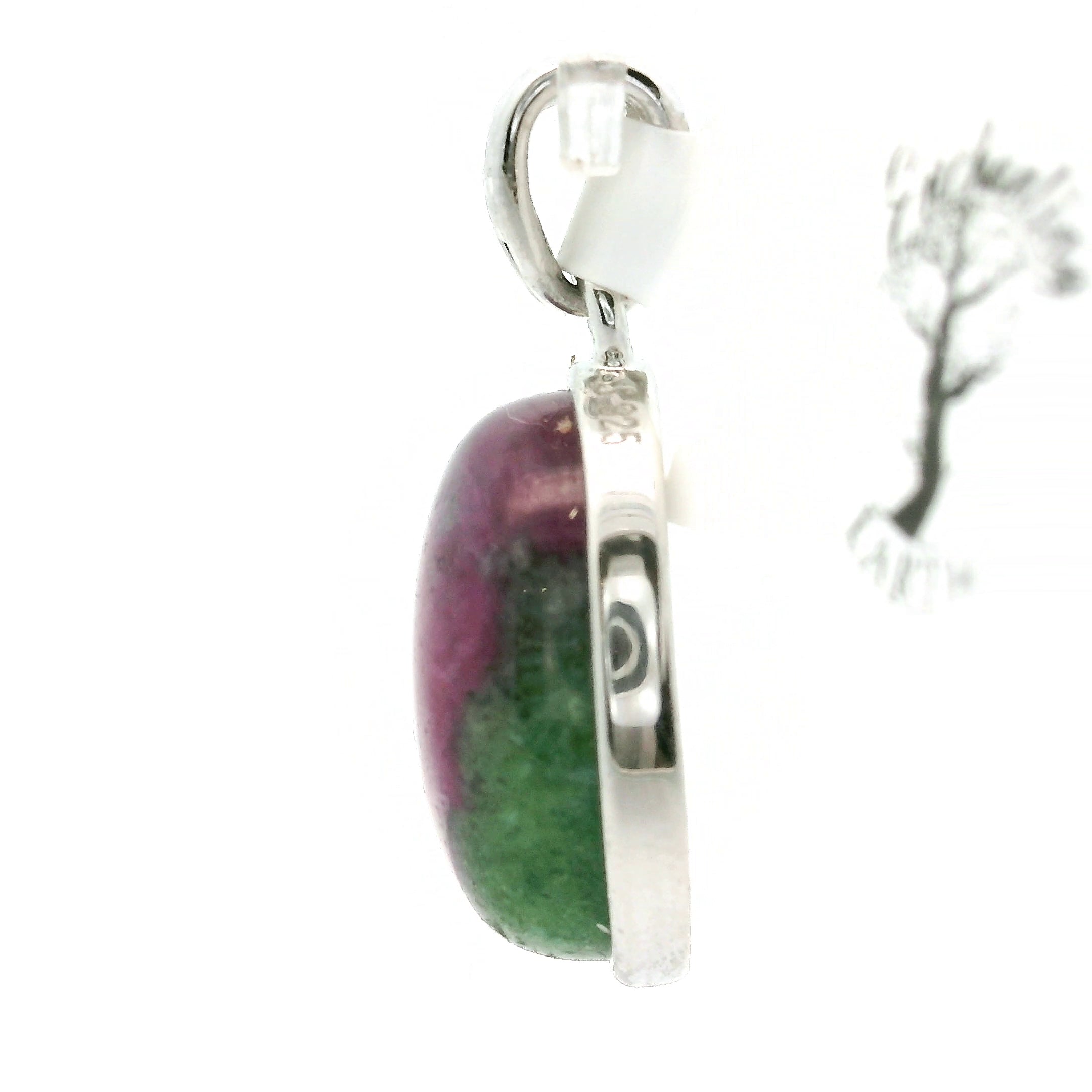 Ruby in Zoisite Pendant .925 Silver for Empowerment, Strength and Harmonizing Relationships