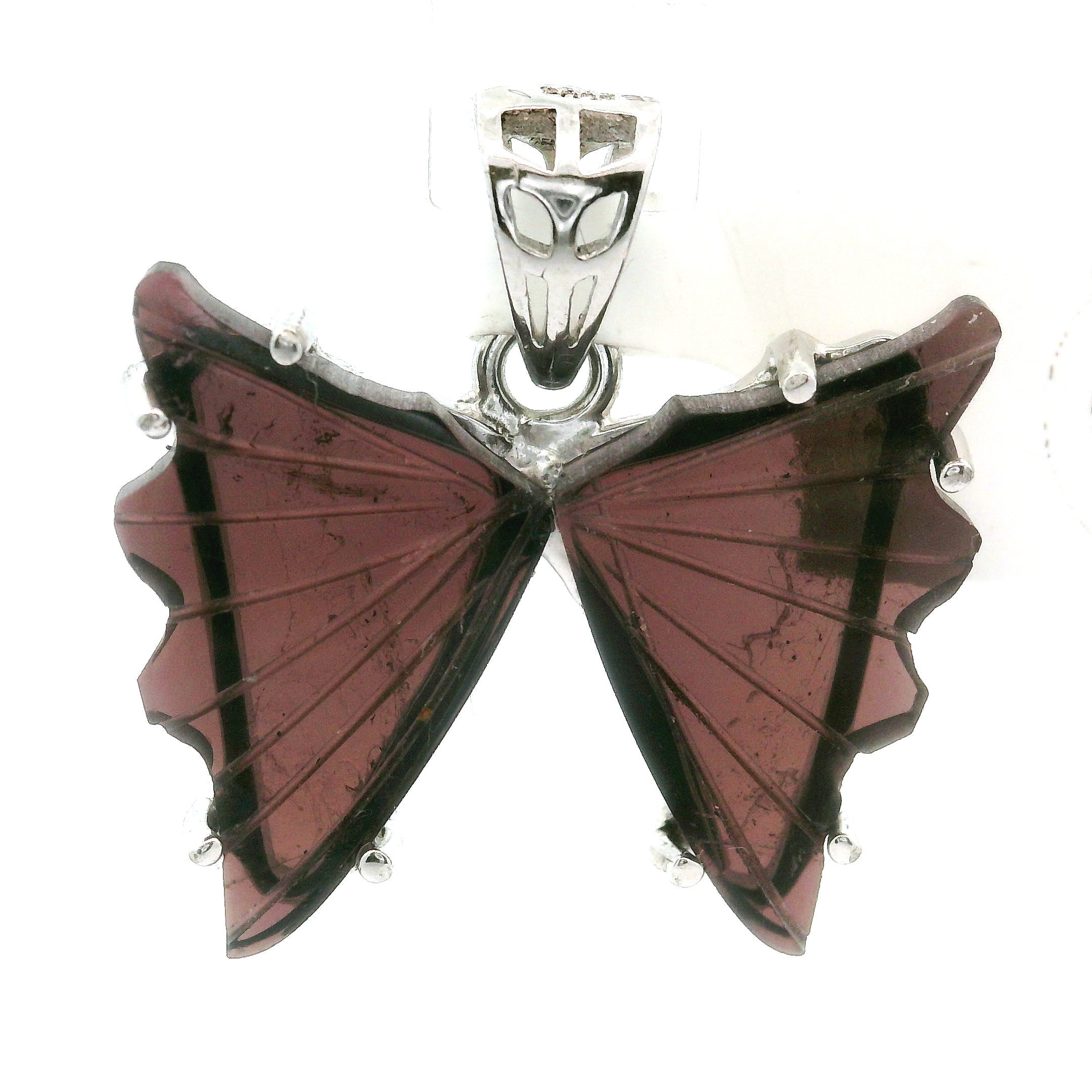 Tourmaline Butterfly Pendant .925 Silver for Awareness, Communication and Meditation