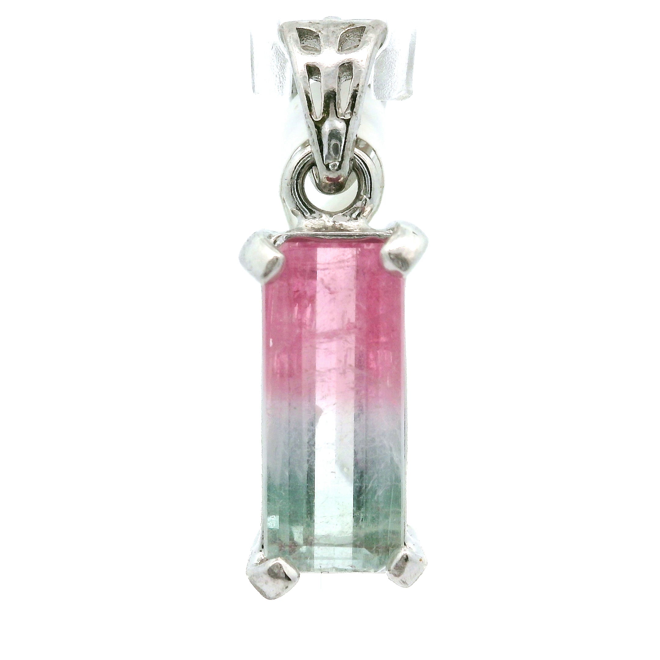 Cotton Candy Tourmaline Pendant .925 Silver for Spiritual Cleansing and Rejuvenation