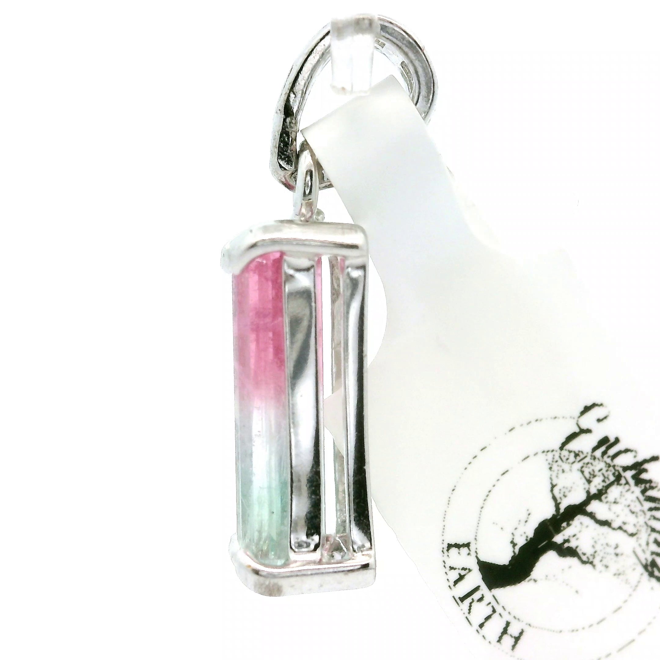 Cotton Candy Tourmaline Pendant .925 Silver for Spiritual Cleansing and Rejuvenation