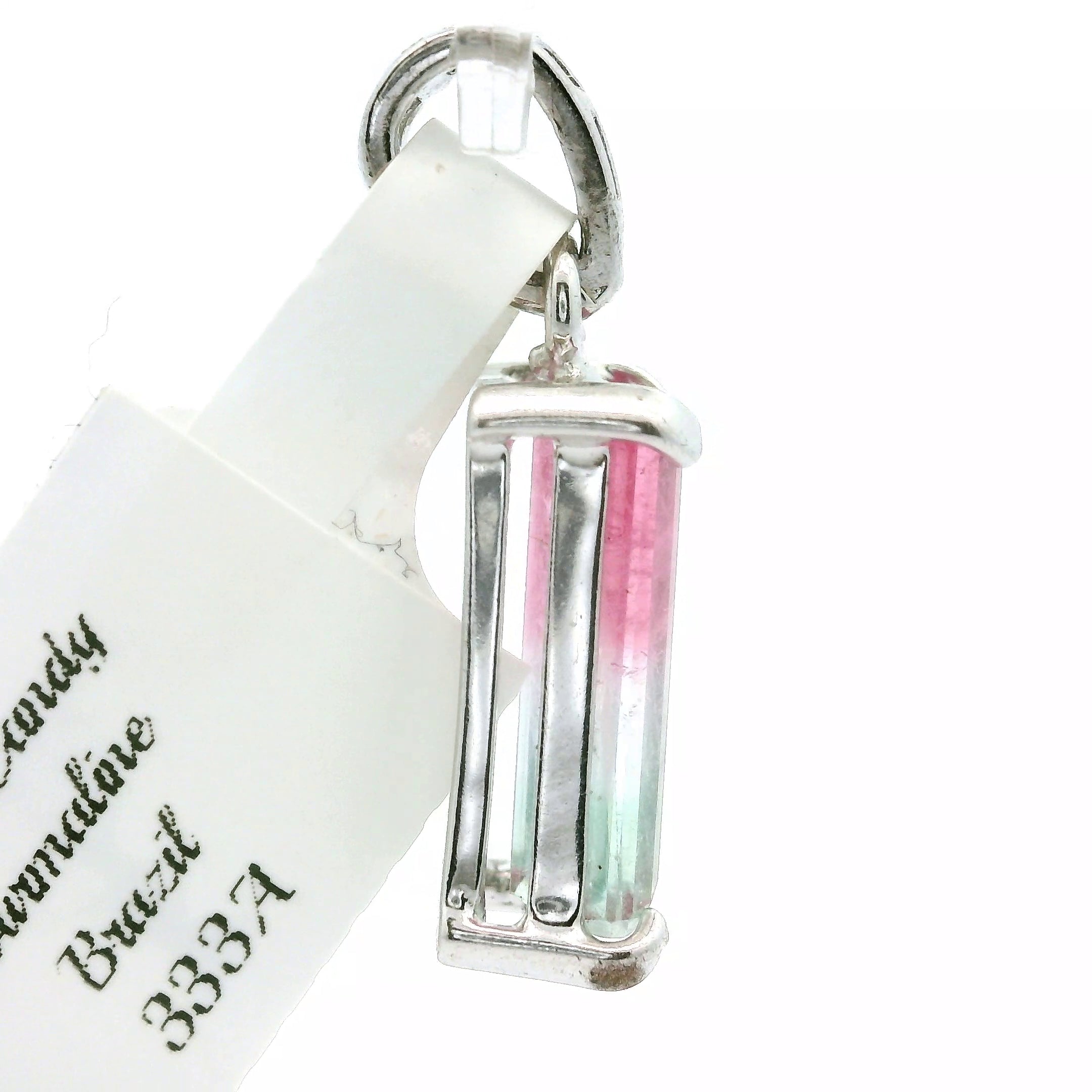 Cotton Candy Tourmaline Pendant .925 Silver for Spiritual Cleansing and Rejuvenation