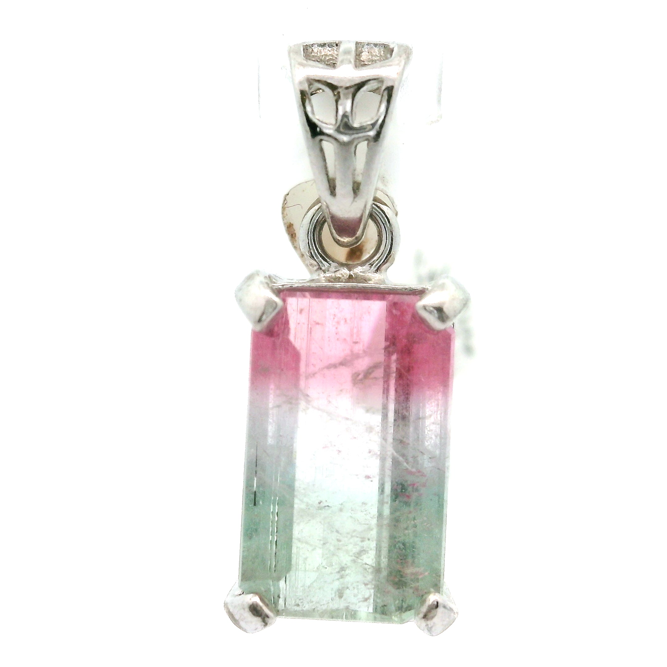 Cotton Candy Tourmaline Pendant .925 Silver for Spiritual Cleansing and Rejuvenation