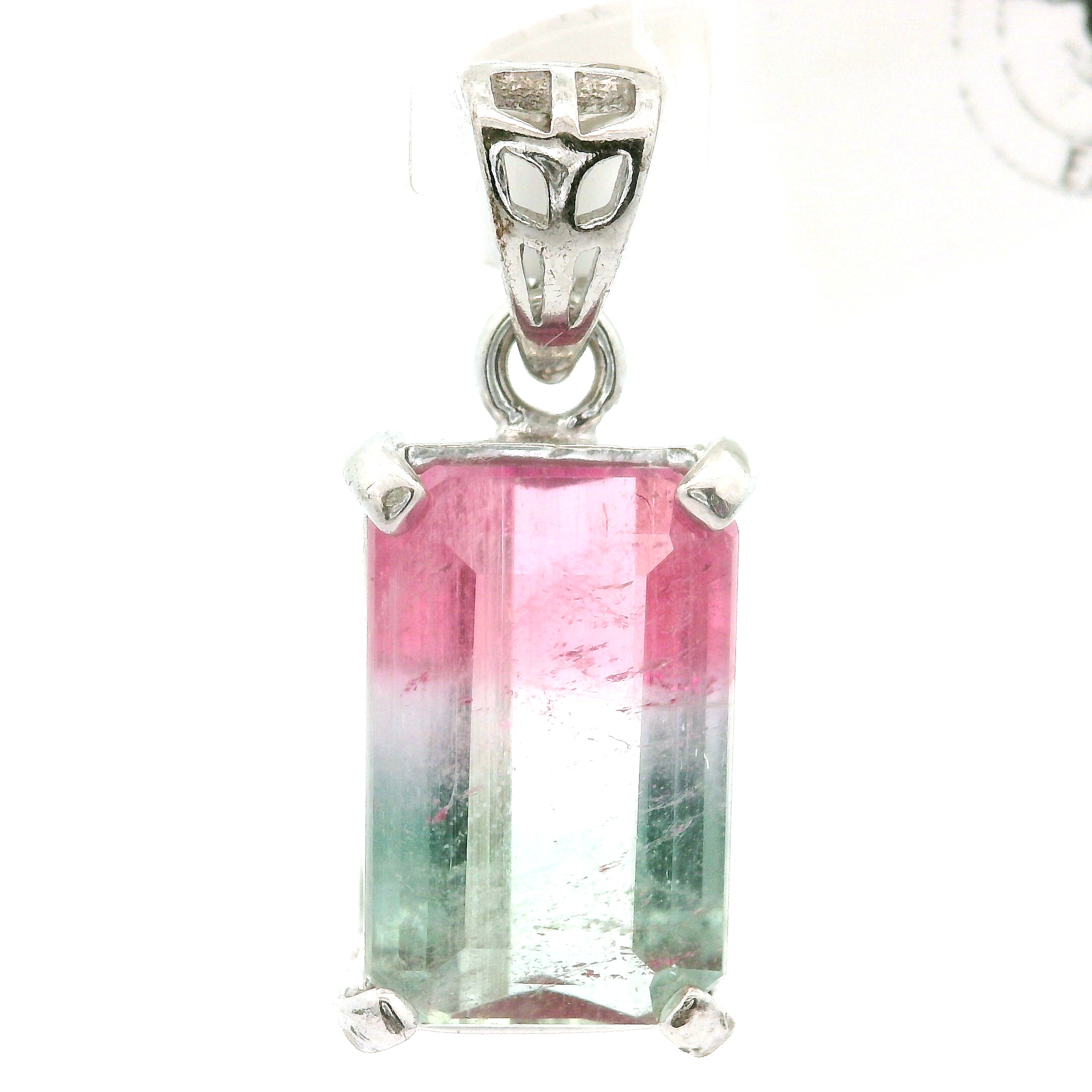 Cotton Candy Tourmaline Pendant .925 Silver for Spiritual Cleansing and Rejuvenation