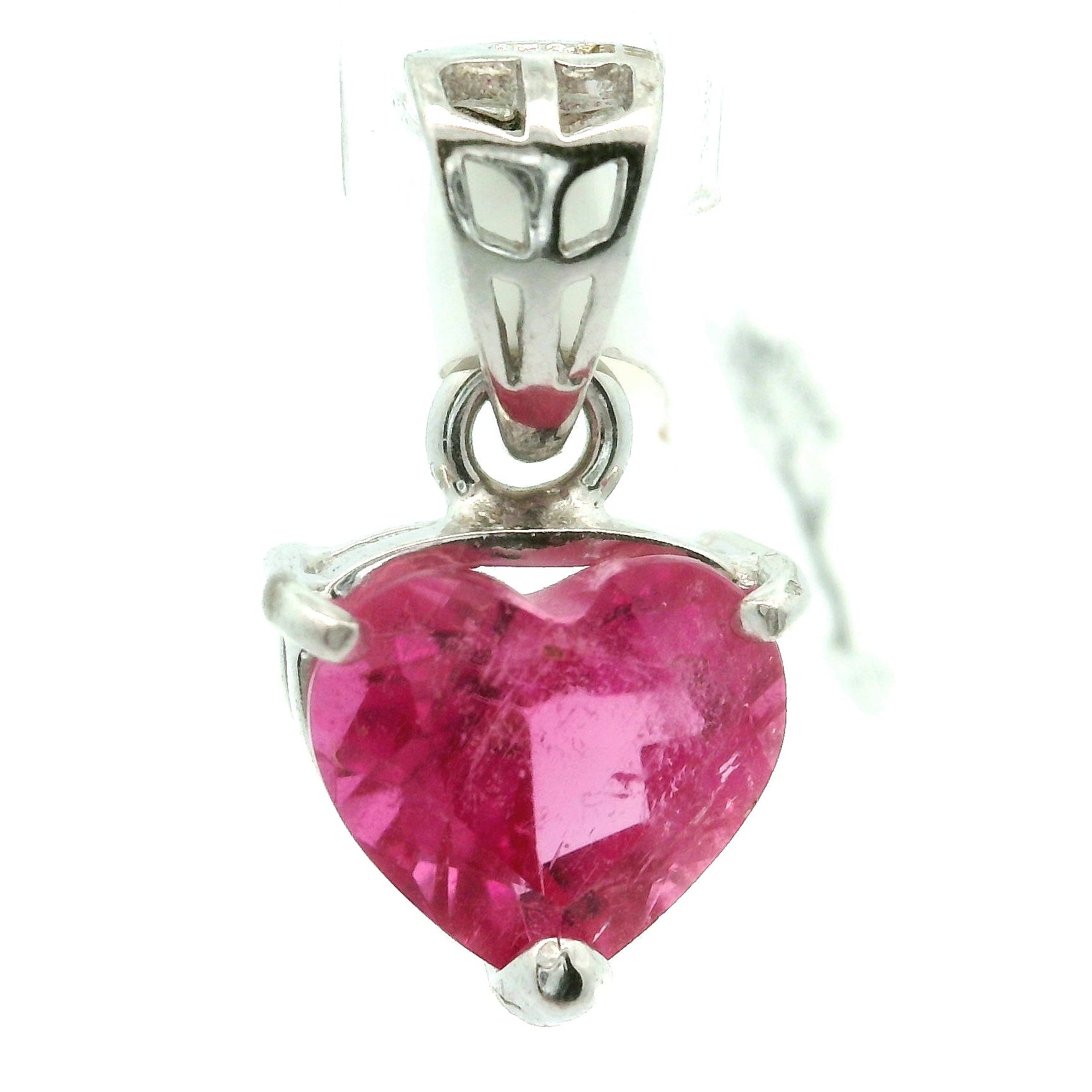 Pink Tourmaline Heart Pendant .925 Silver for Joy, Kindness and Love