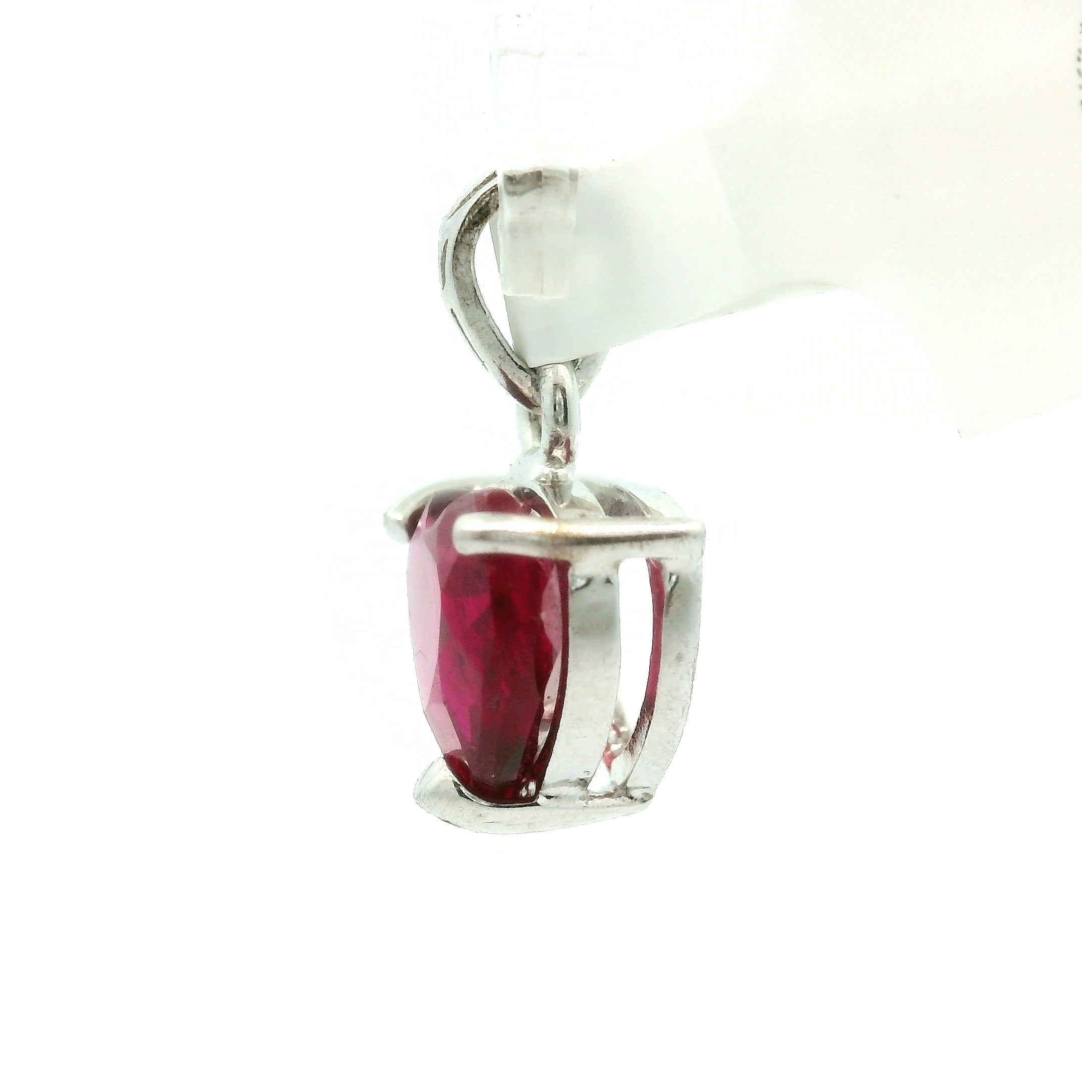Dark Pink Tourmaline Heart Pendant .925 Silver for Joy, Kindness and Love