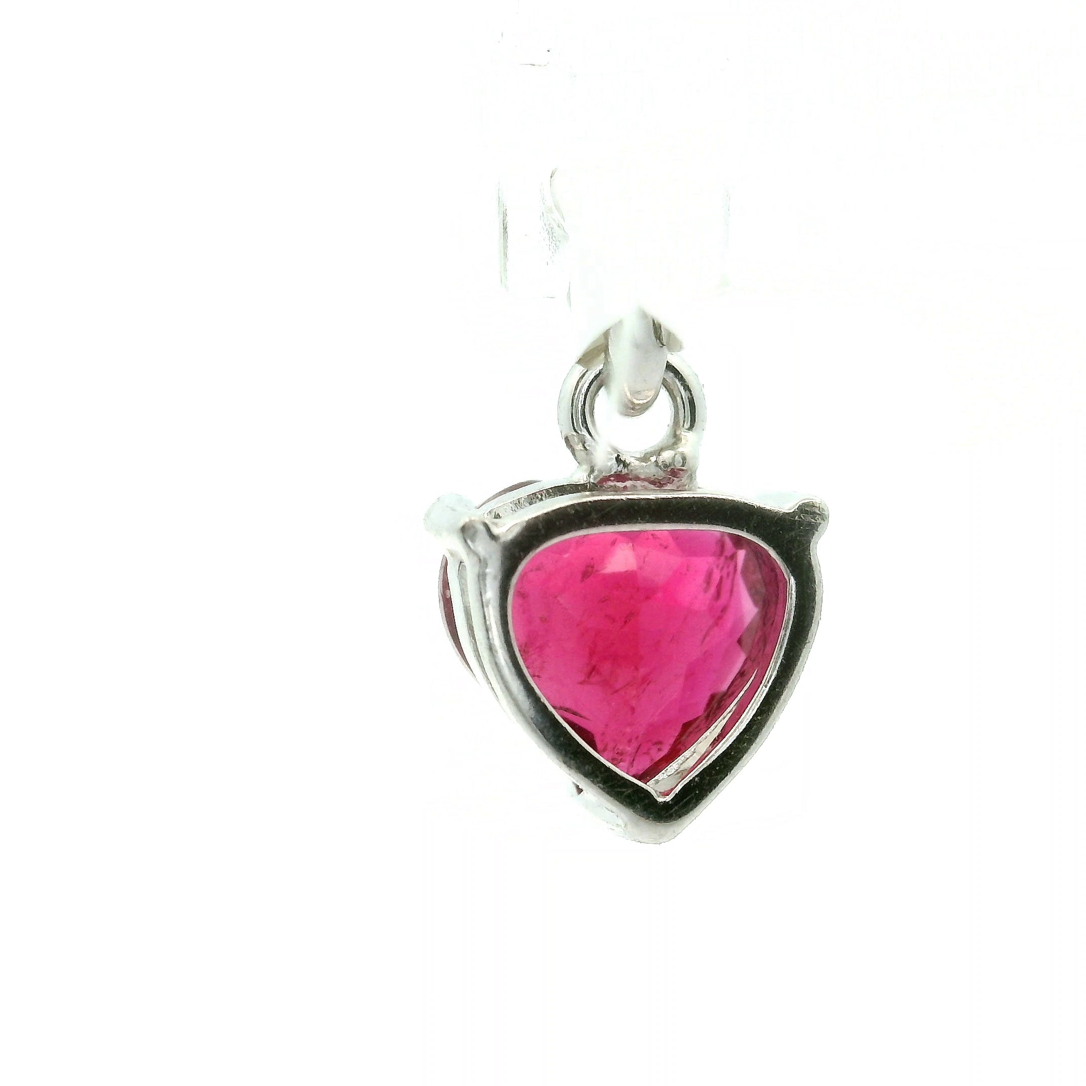 Dark Pink Tourmaline Heart Pendant .925 Silver for Joy, Kindness and Love
