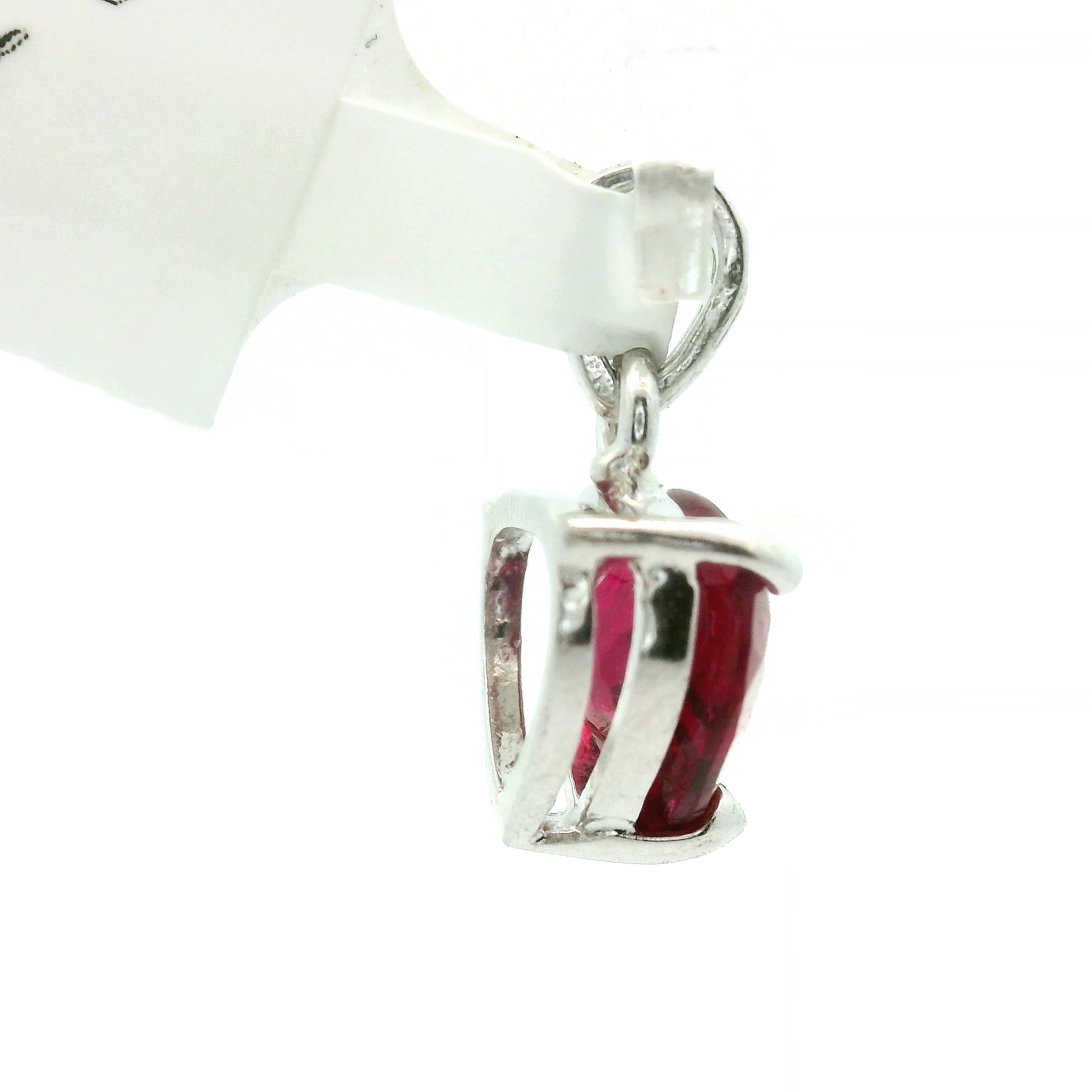 Dark Pink Tourmaline Heart Pendant .925 Silver for Joy, Kindness and Love