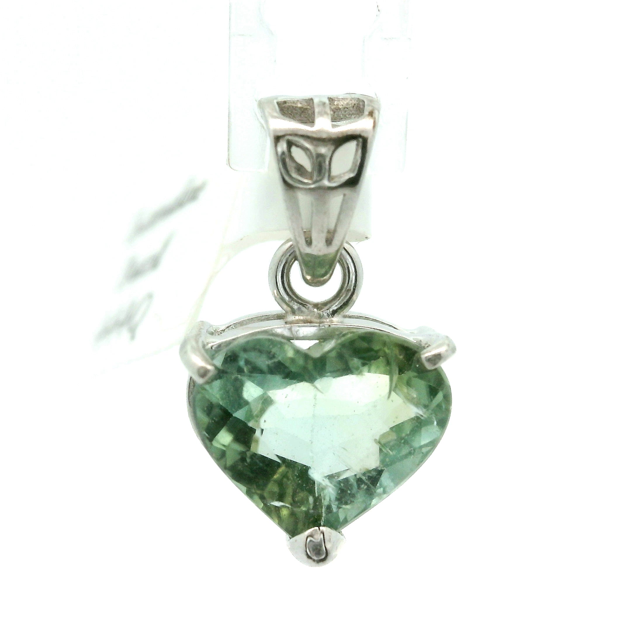 Green Tourmaline Heart Pendant .925 Silver for Removing Insecurities and Helping Inspire Creativity