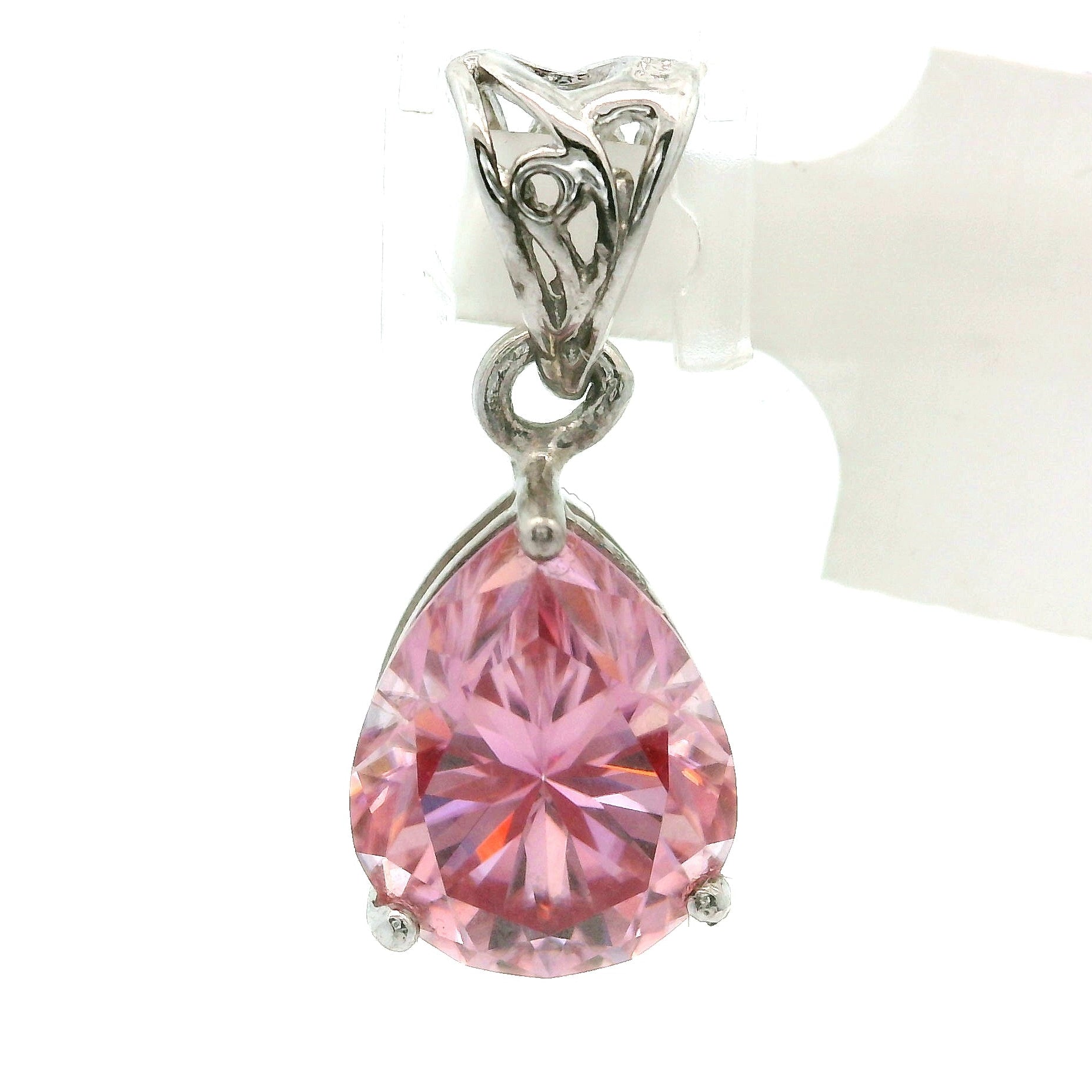 Pink Moissanite Pendant .925 Silver for Enlightenment, Inner Peace & Spiritual Transformation