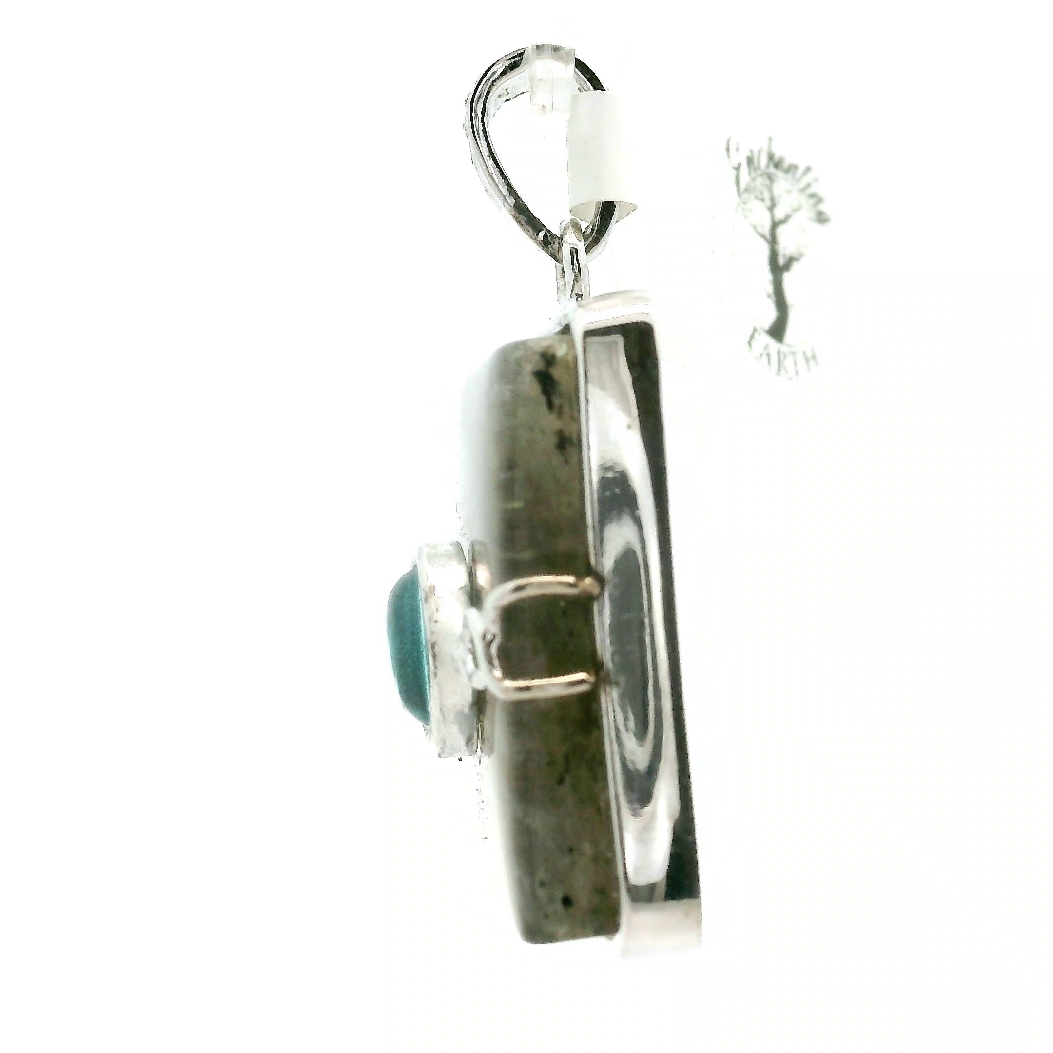 Labradorite with Apatite Pendant .925 Silver for Insight, Magic, Protection and Transformation