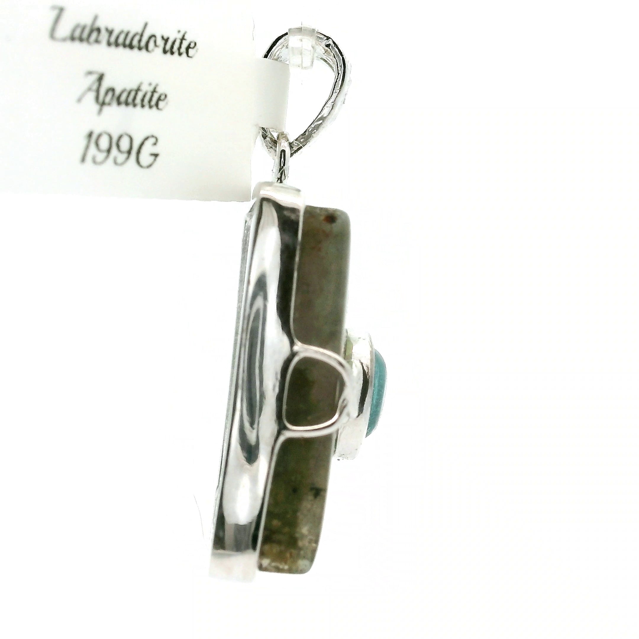 Labradorite with Apatite Pendant .925 Silver for Insight, Magic, Protection and Transformation