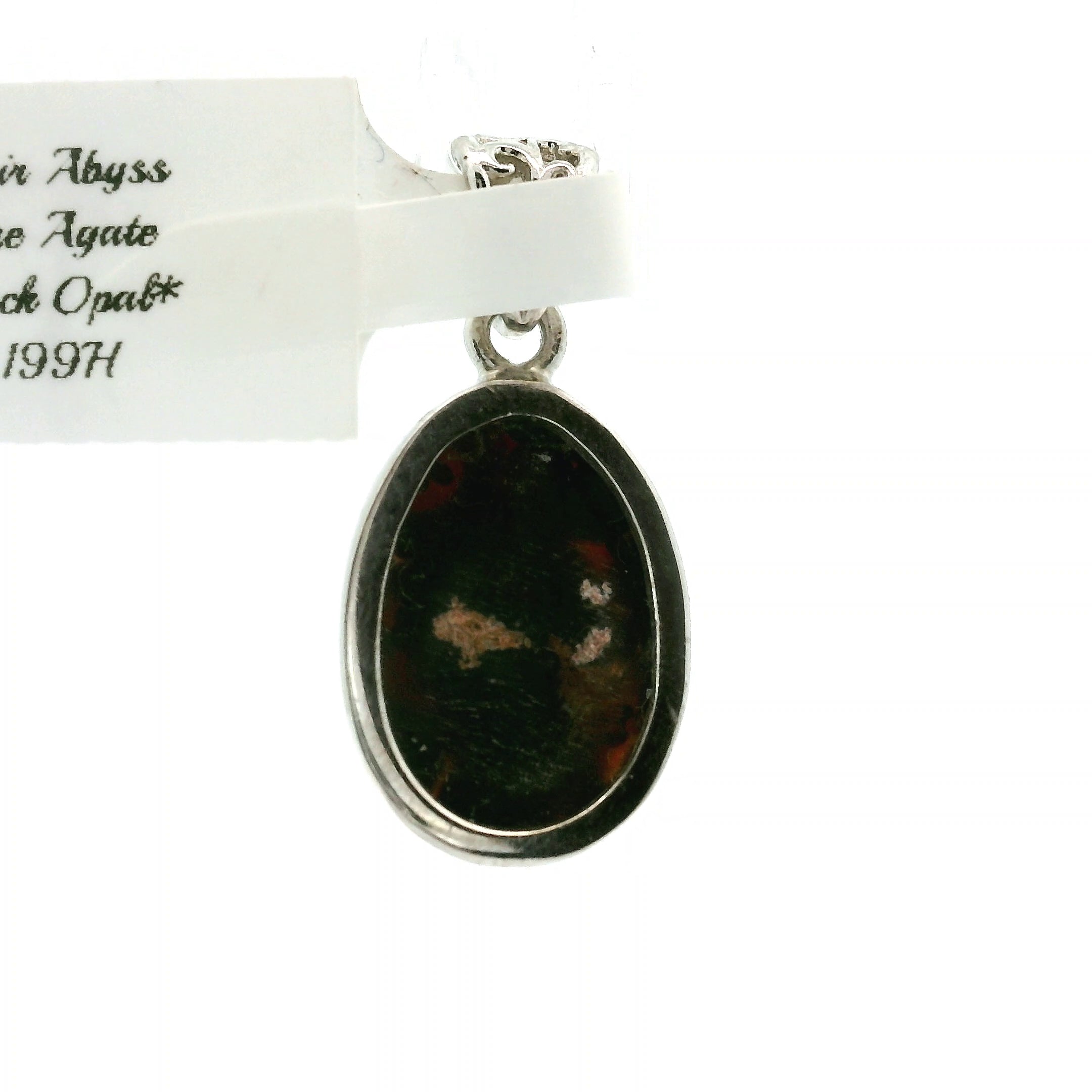 Fire Agate with Black Opal Pendant .925 Silver for Emotional Support, Joy and Self Worth
