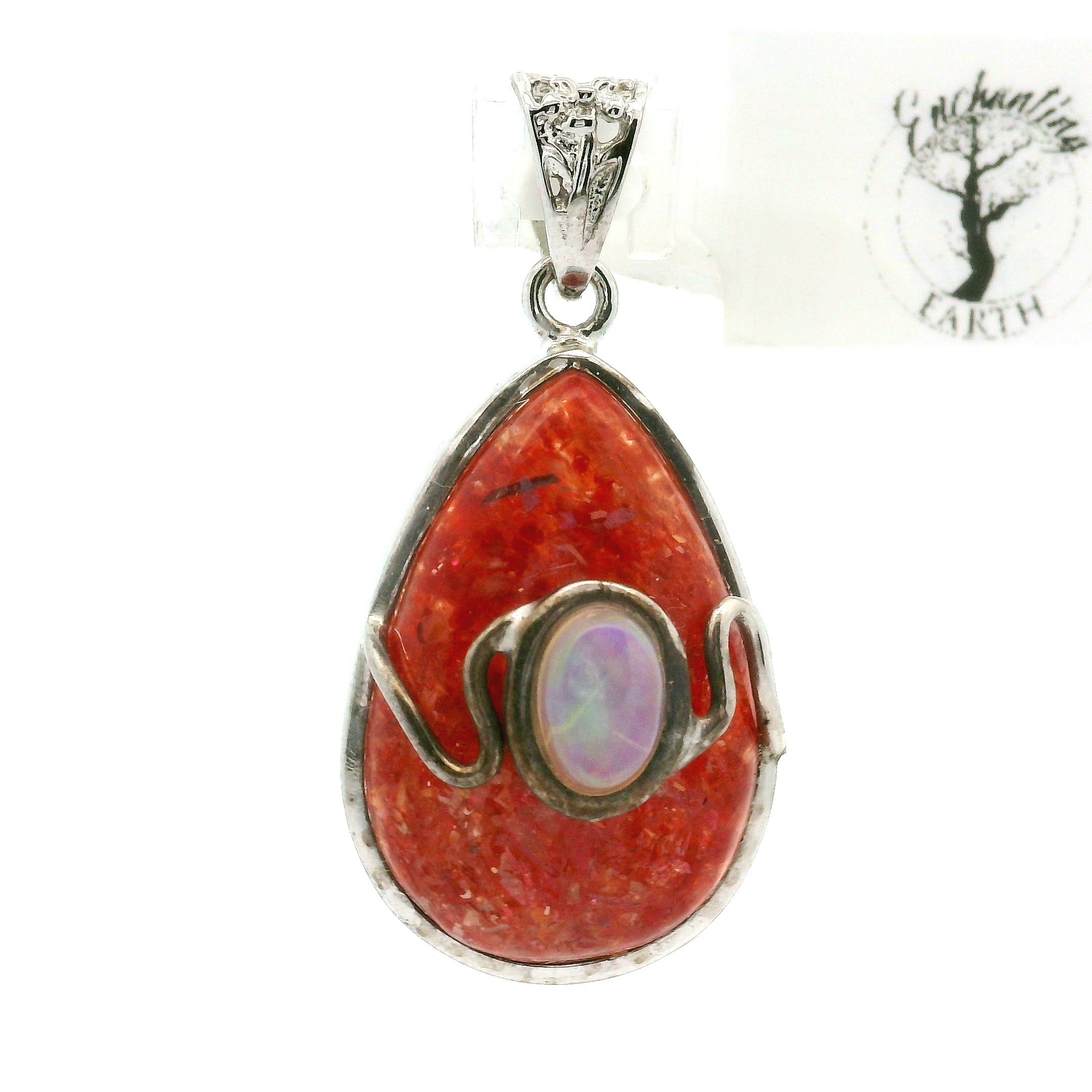 Sunstone and Opal Pendant .925 Silver for Confidence, Strength and Transformation