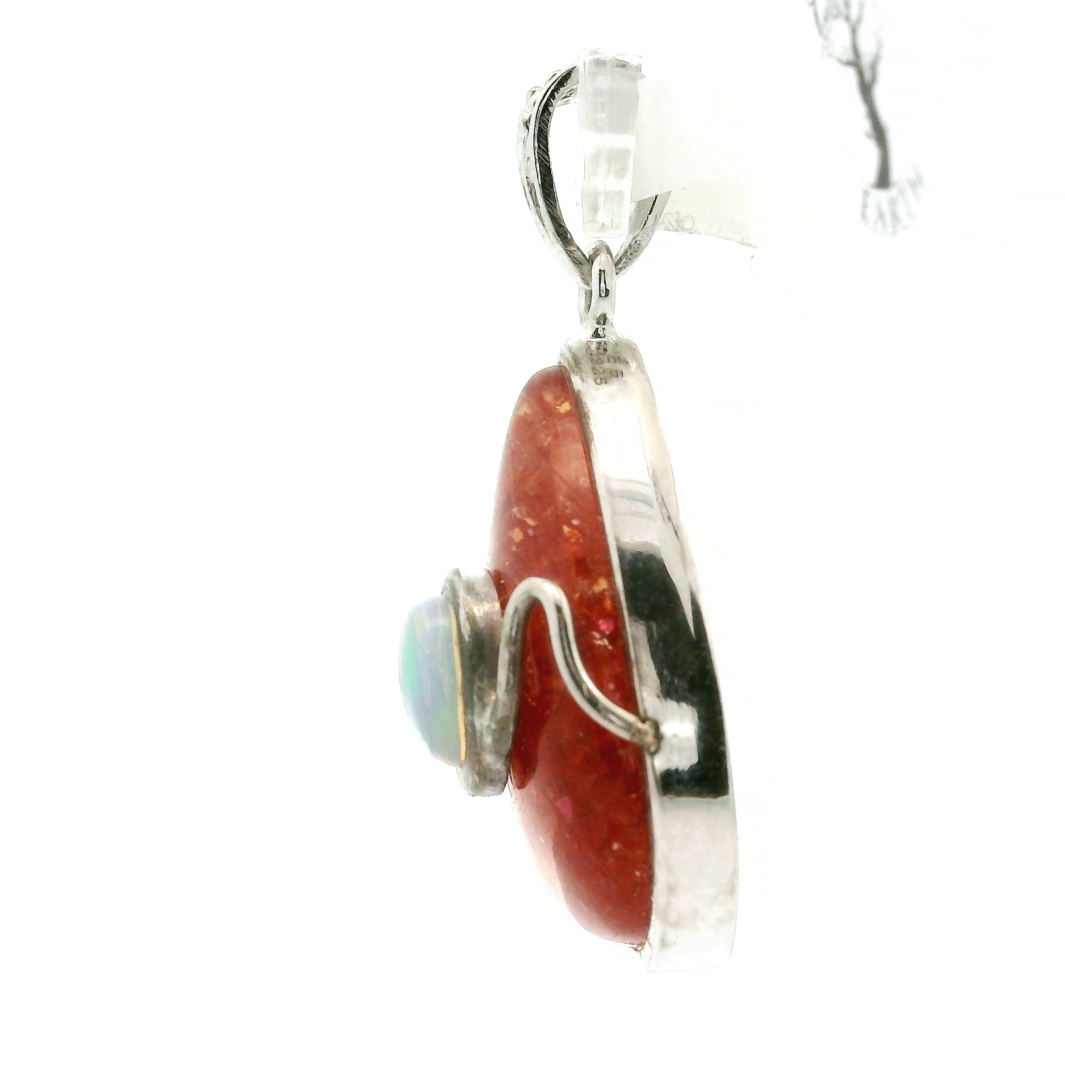 Sunstone and Opal Pendant .925 Silver for Confidence, Strength and Transformation
