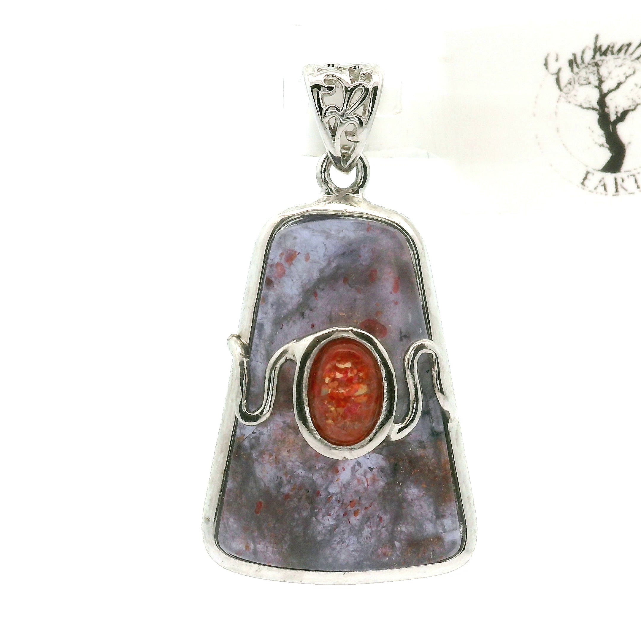 Iolite with Sunstone Pendant .925 Silver for Confidence and Clear Vision