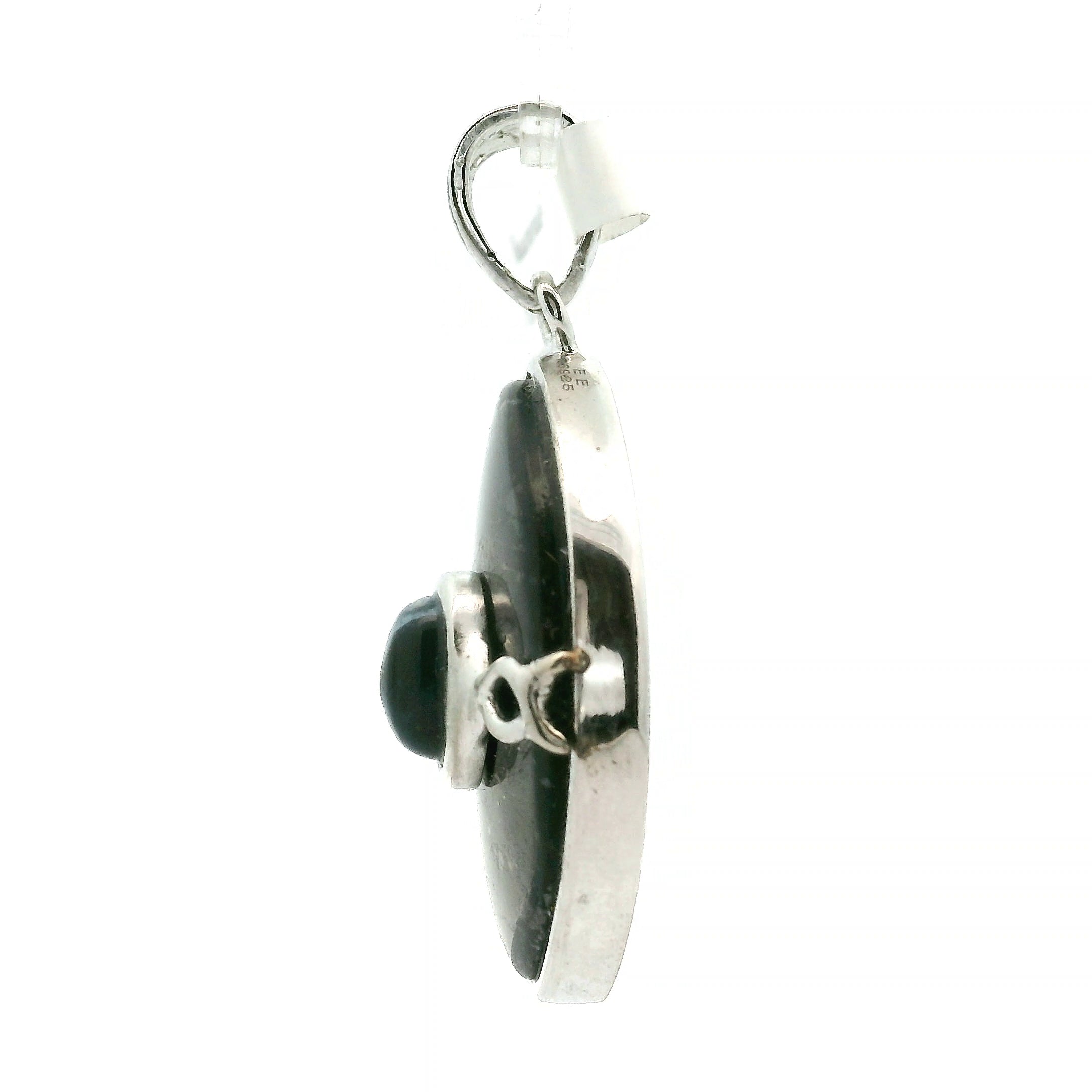 Nuummite with Pietersite Pendant .925 Silver for Awareness, Communication and Meditation