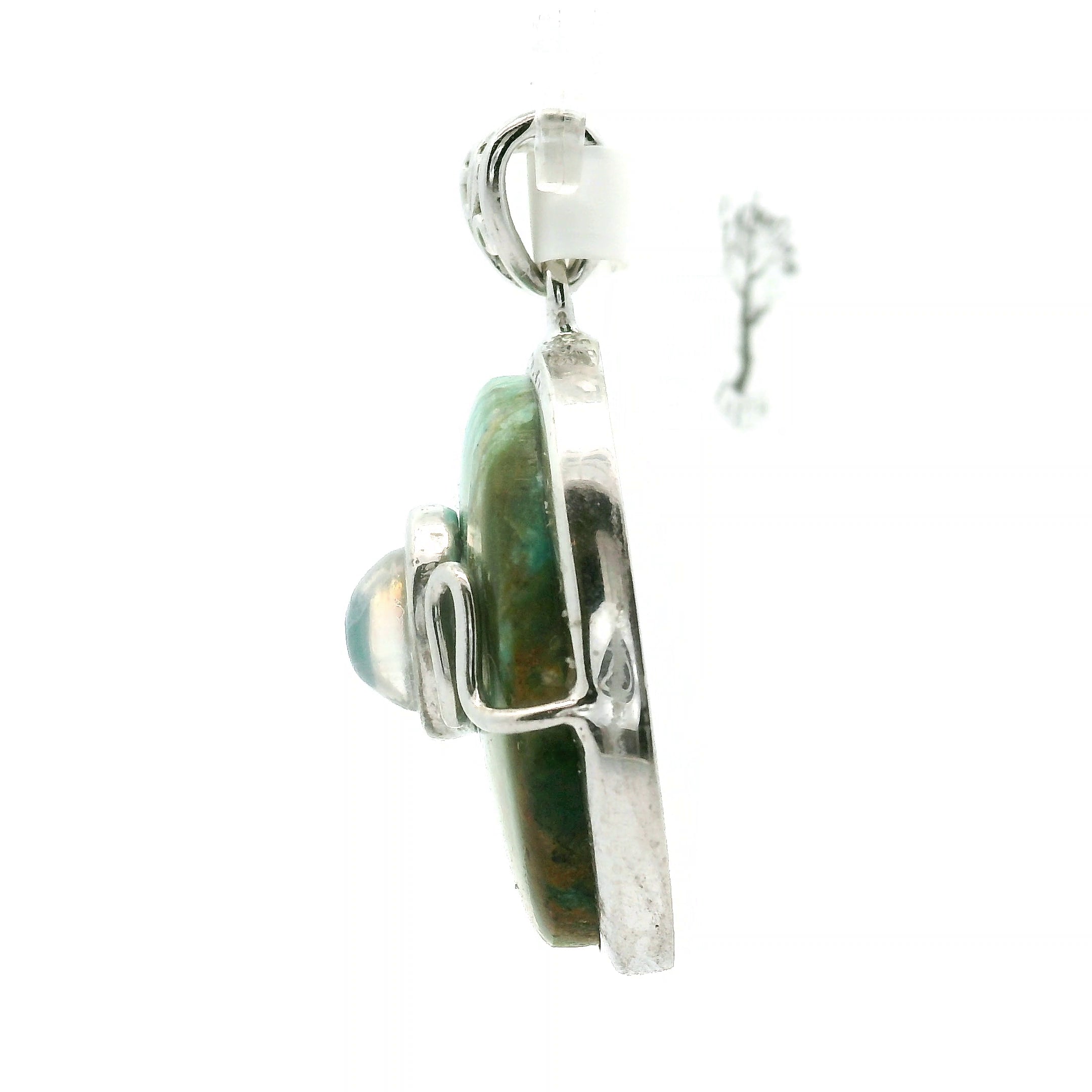 Blue Opal With Moonstone Pendant .925 Silver for Encouraging Surrender to the Divine Will