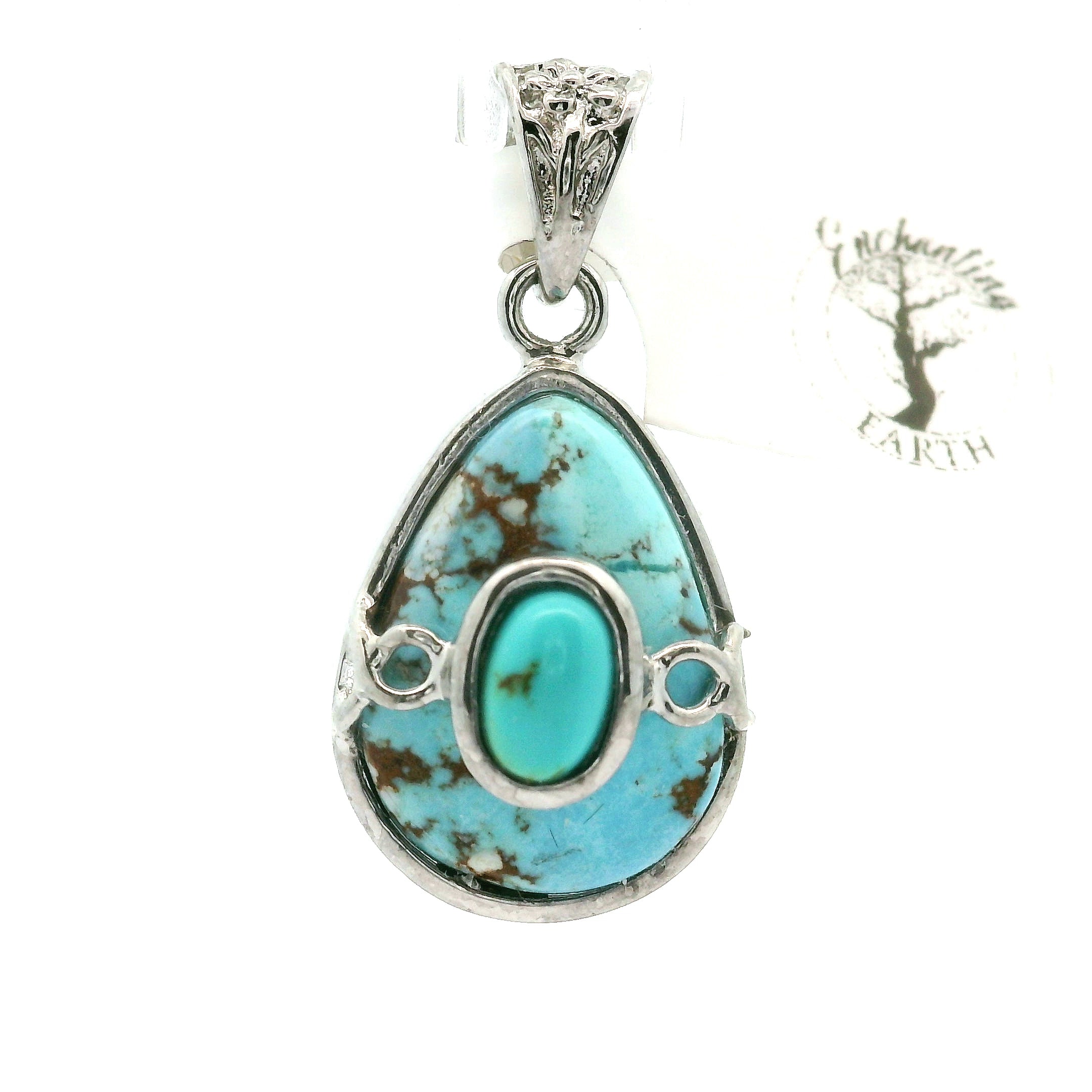 Golden Hill Turquoise Pendant for Good Luck, Prosperity and Protection