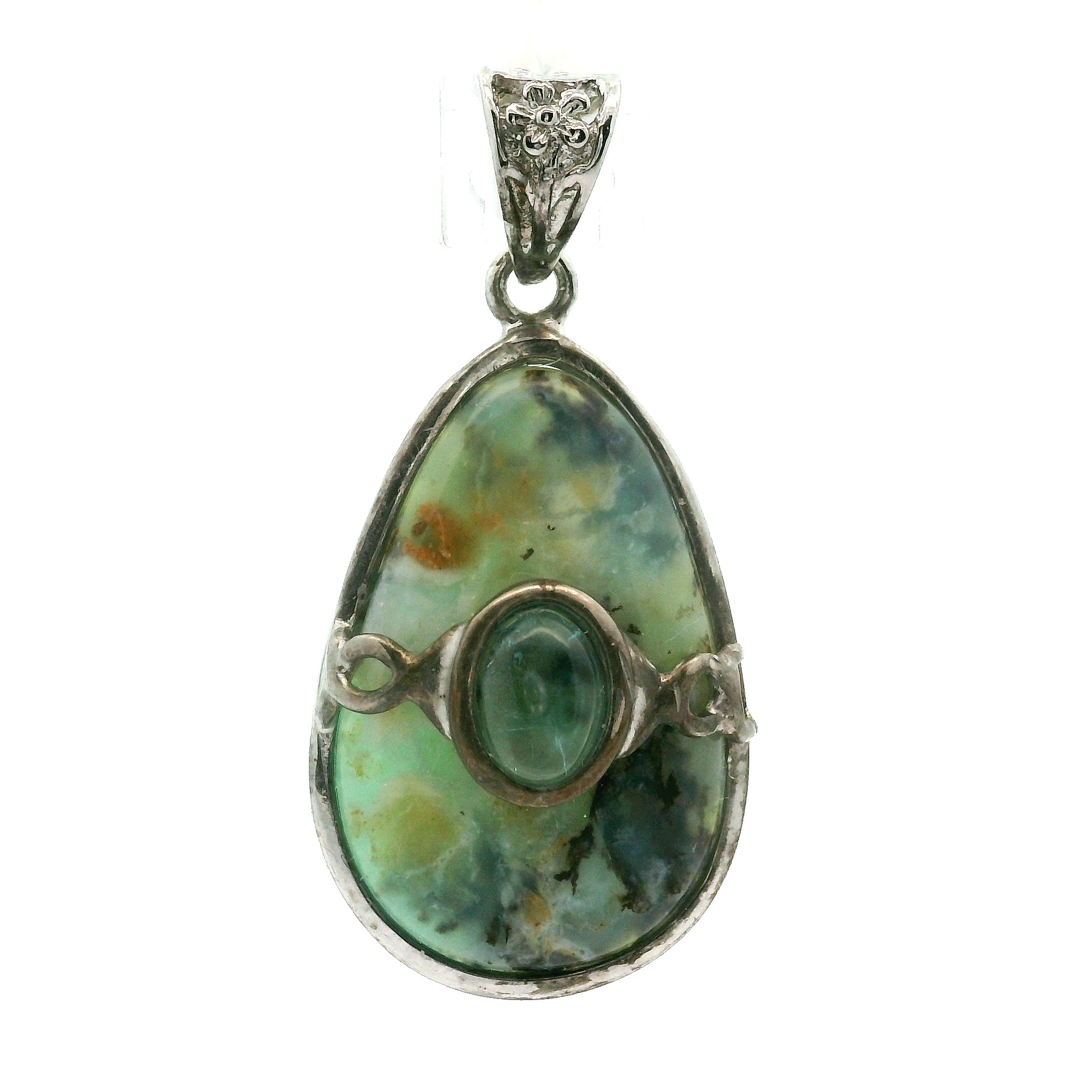 Blue Opal With Blue Apatite Pendant .925 Silver for Encouraging Surrender to the Divine Will