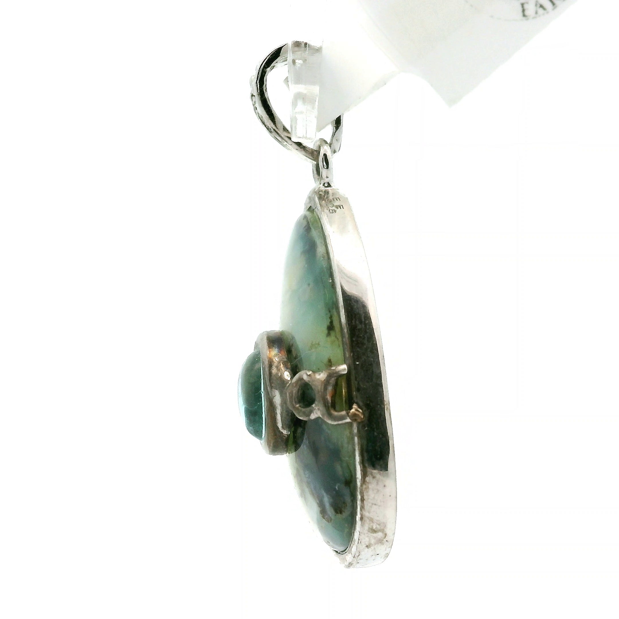 Blue Opal With Blue Apatite Pendant .925 Silver for Encouraging Surrender to the Divine Will