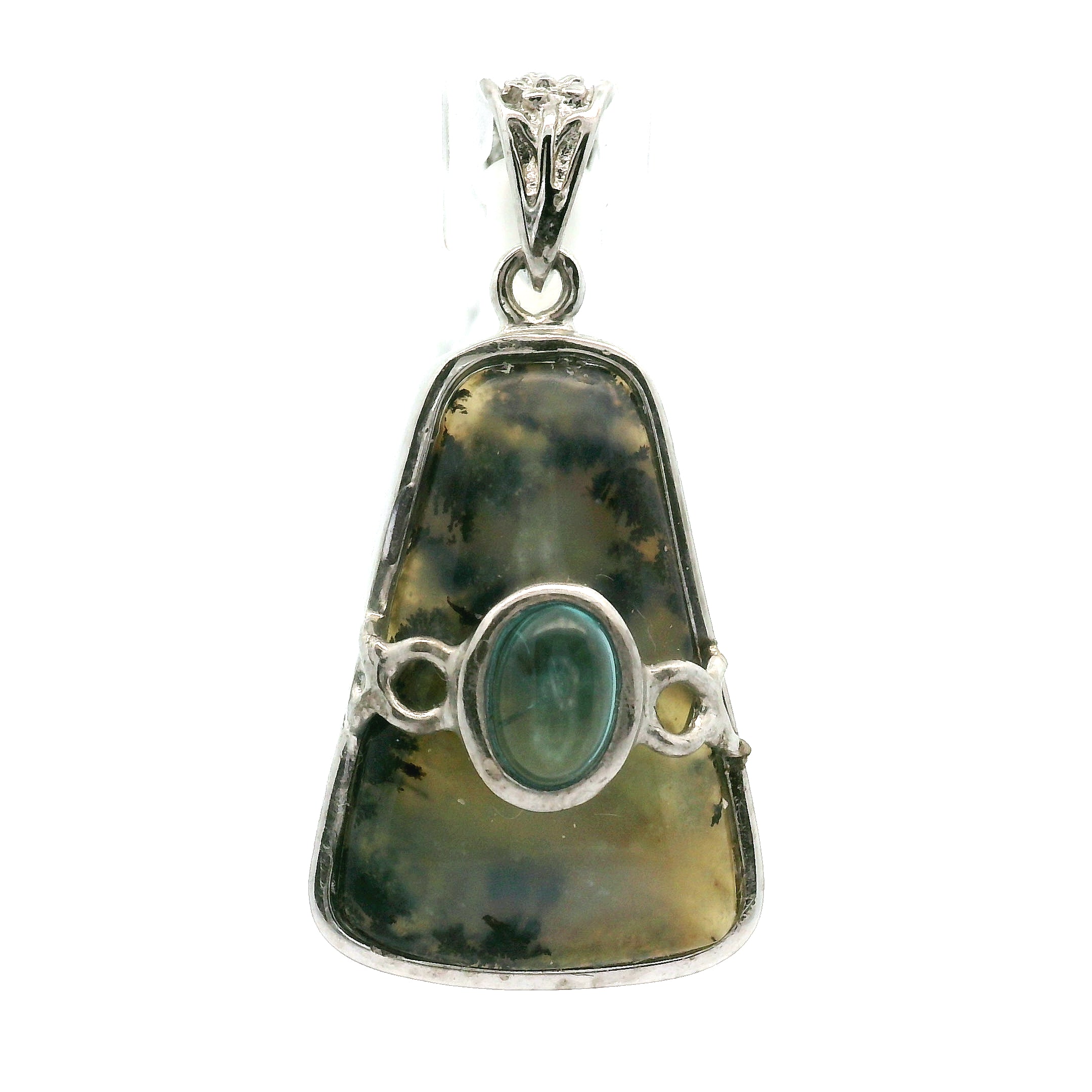 Blue Opal With Blue Apatite Pendant .925 Silver for Encouraging Surrender to the Divine Will