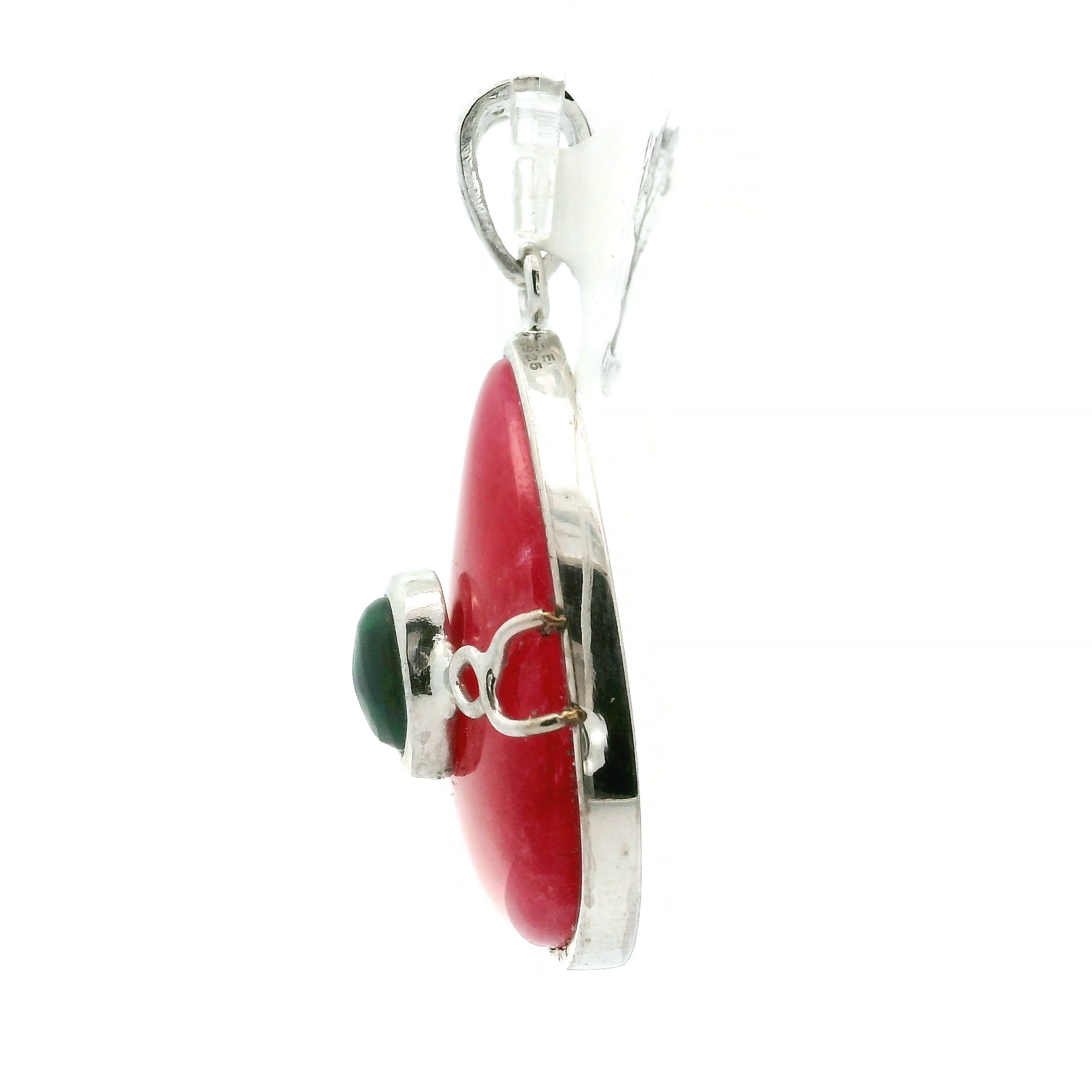 Rhodonite  with Black Opal Pendant .925 Sterling Silver for Attracting Love, Harmonizing Relationships and Knowing your Worth