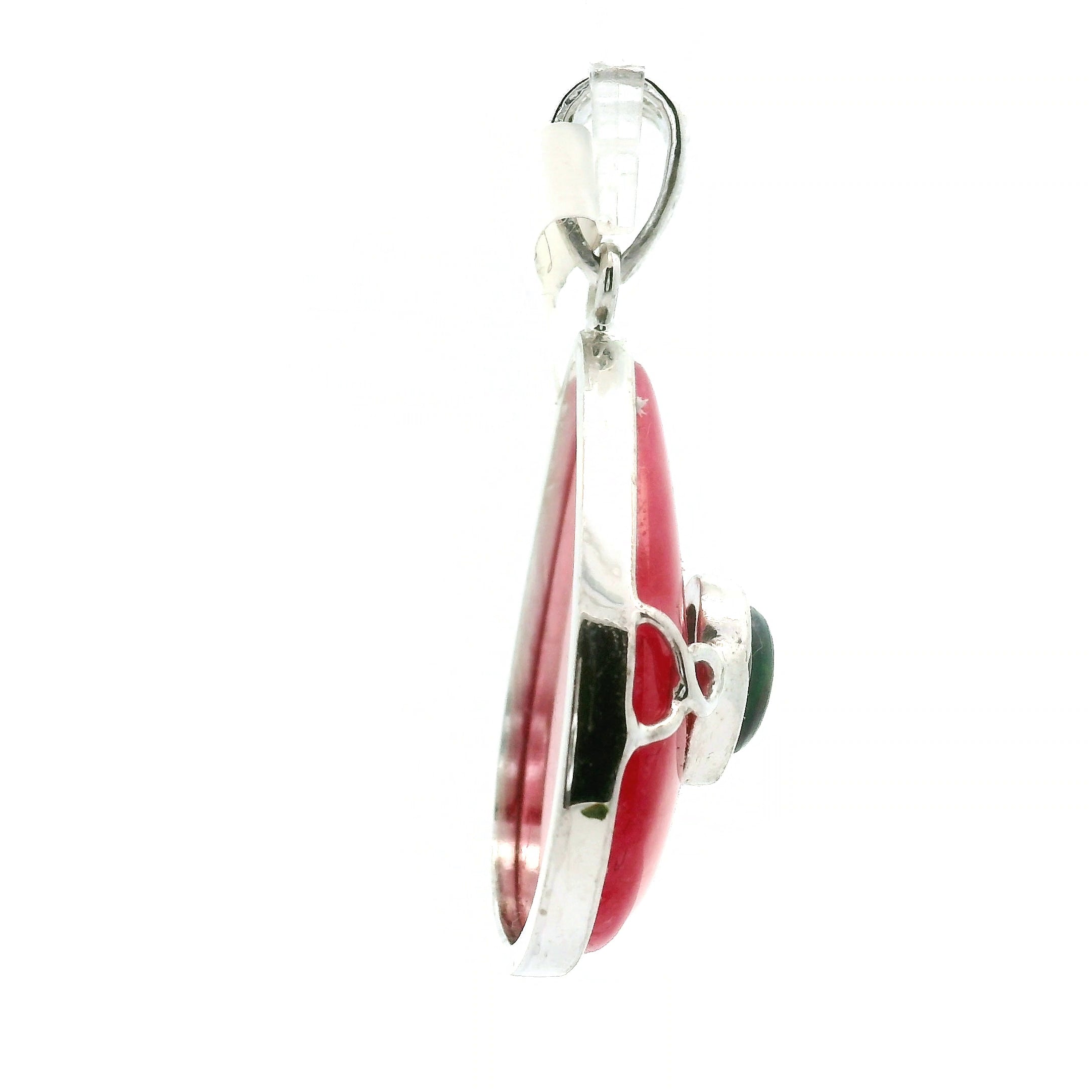 Rhodonite  with Black Opal Pendant .925 Sterling Silver for Attracting Love, Harmonizing Relationships and Knowing your Worth
