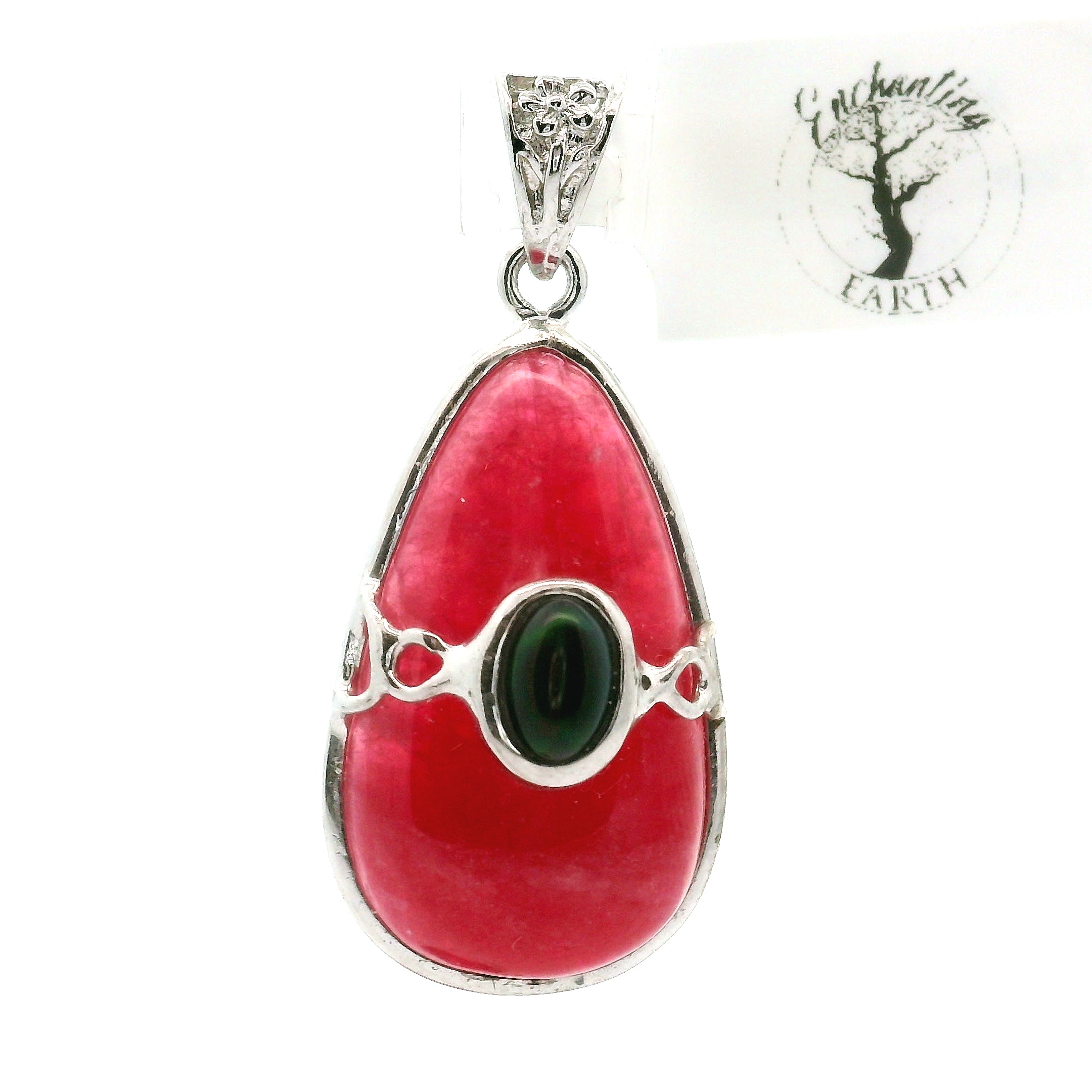 Rhodonite  with Black Opal Pendant .925 Sterling Silver for Attracting Love, Harmonizing Relationships and Knowing your Worth