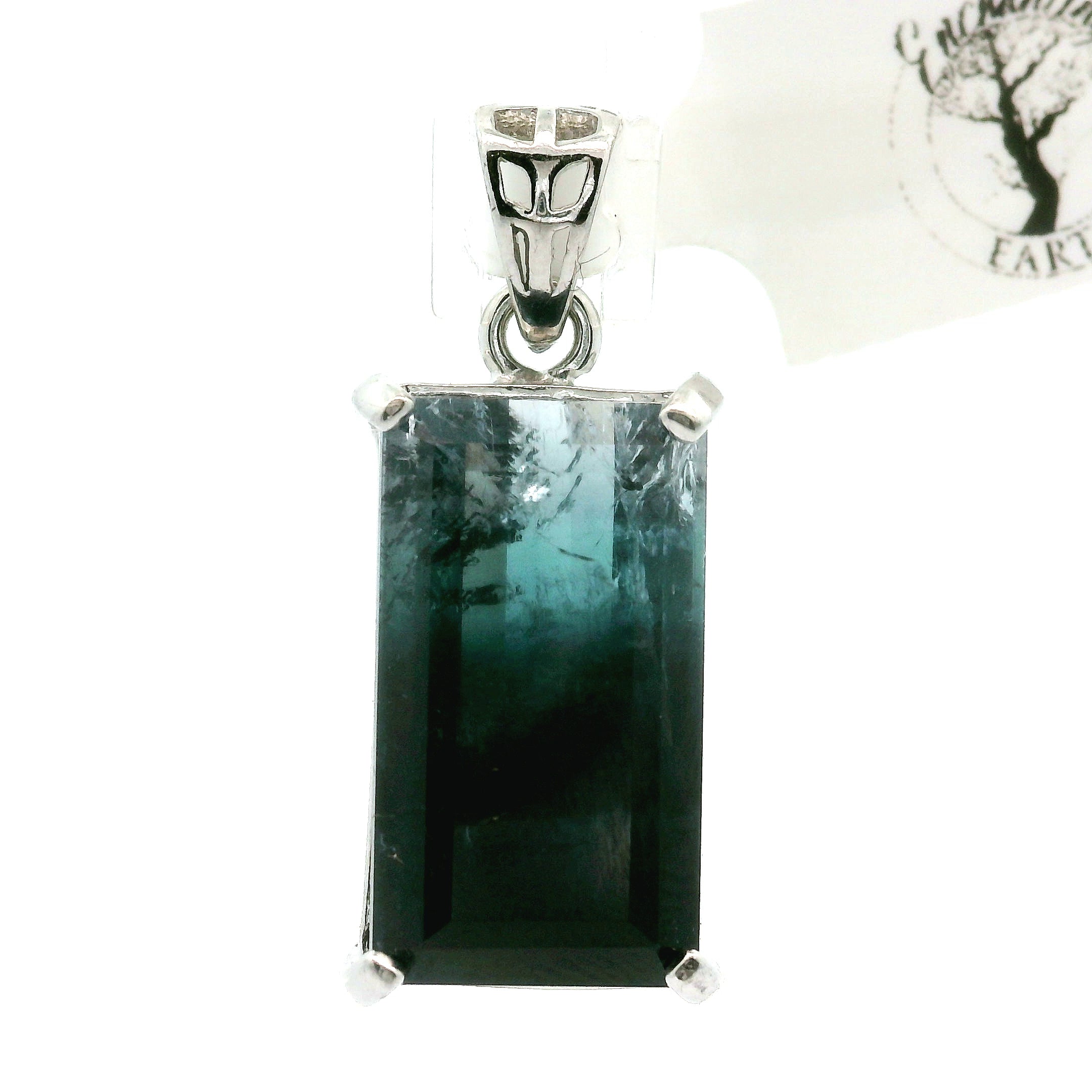 Twilight Tourmaline Pendant .925 Silver for Spiritual Growth, Intuition and Renewal