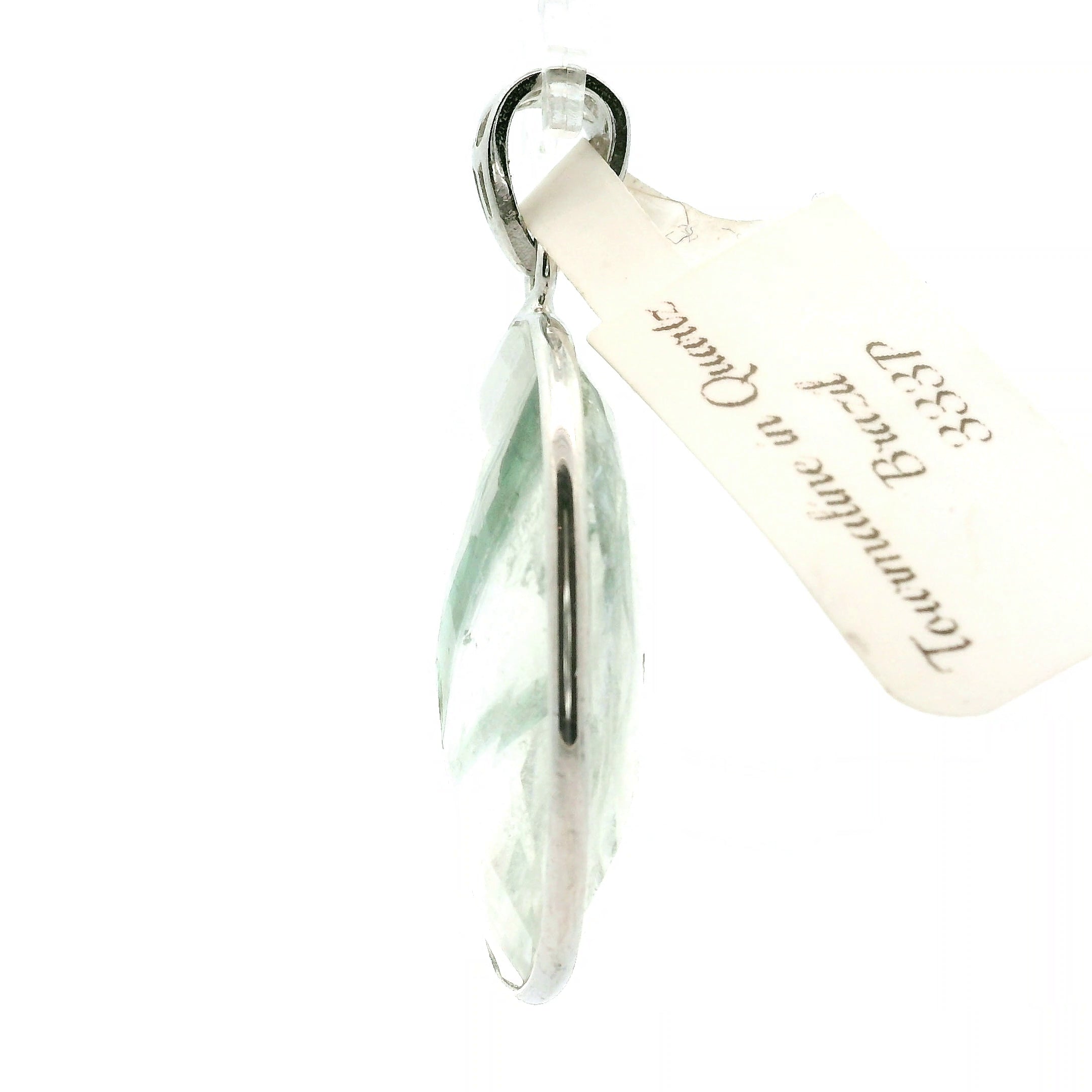 Green Tourmaline in Quartz Pendant .925 Sterling Silver for Emotional Healing, Kindness and Joy