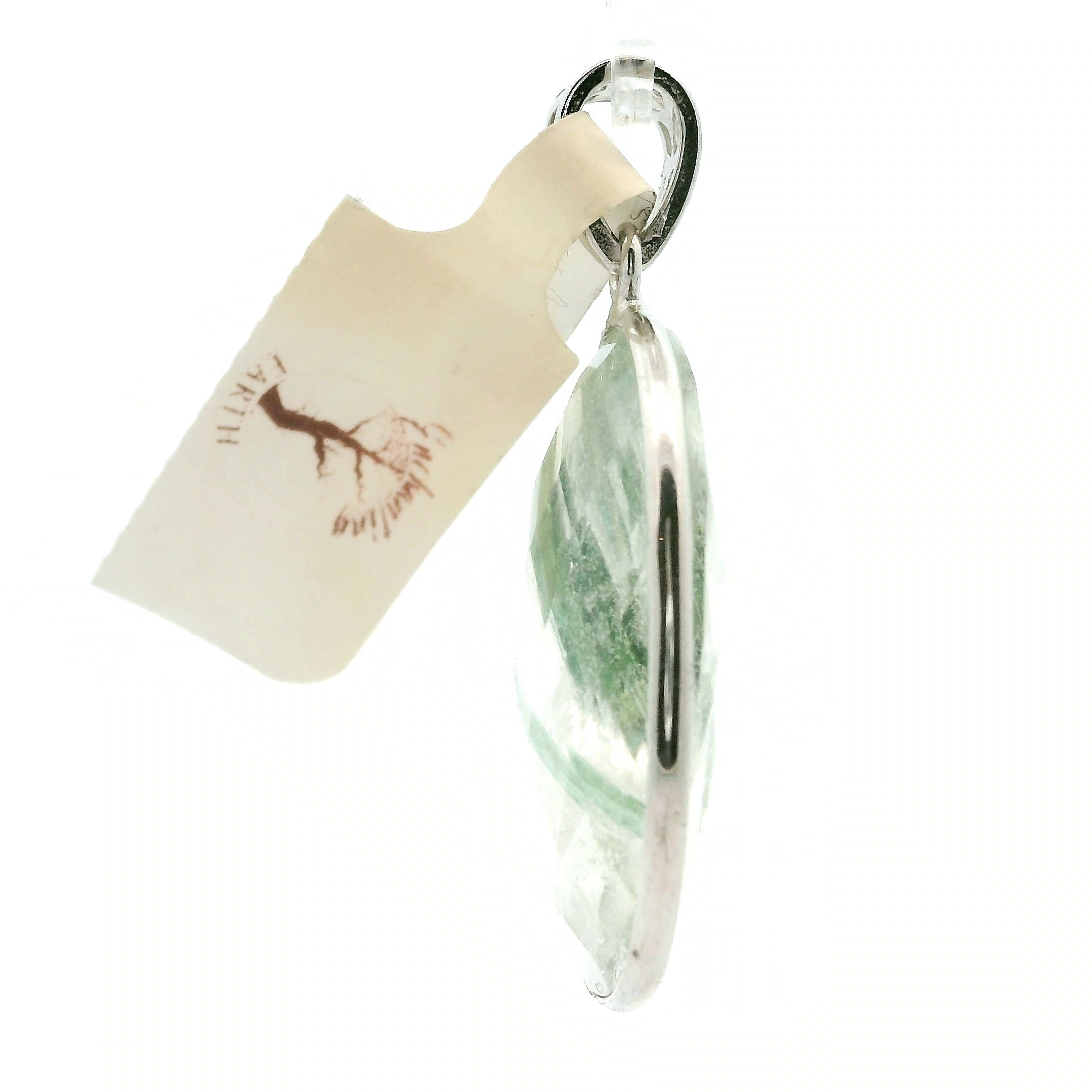 Green Tourmaline in Quartz Pendant .925 Sterling Silver for Emotional Healing, Kindness and Joy
