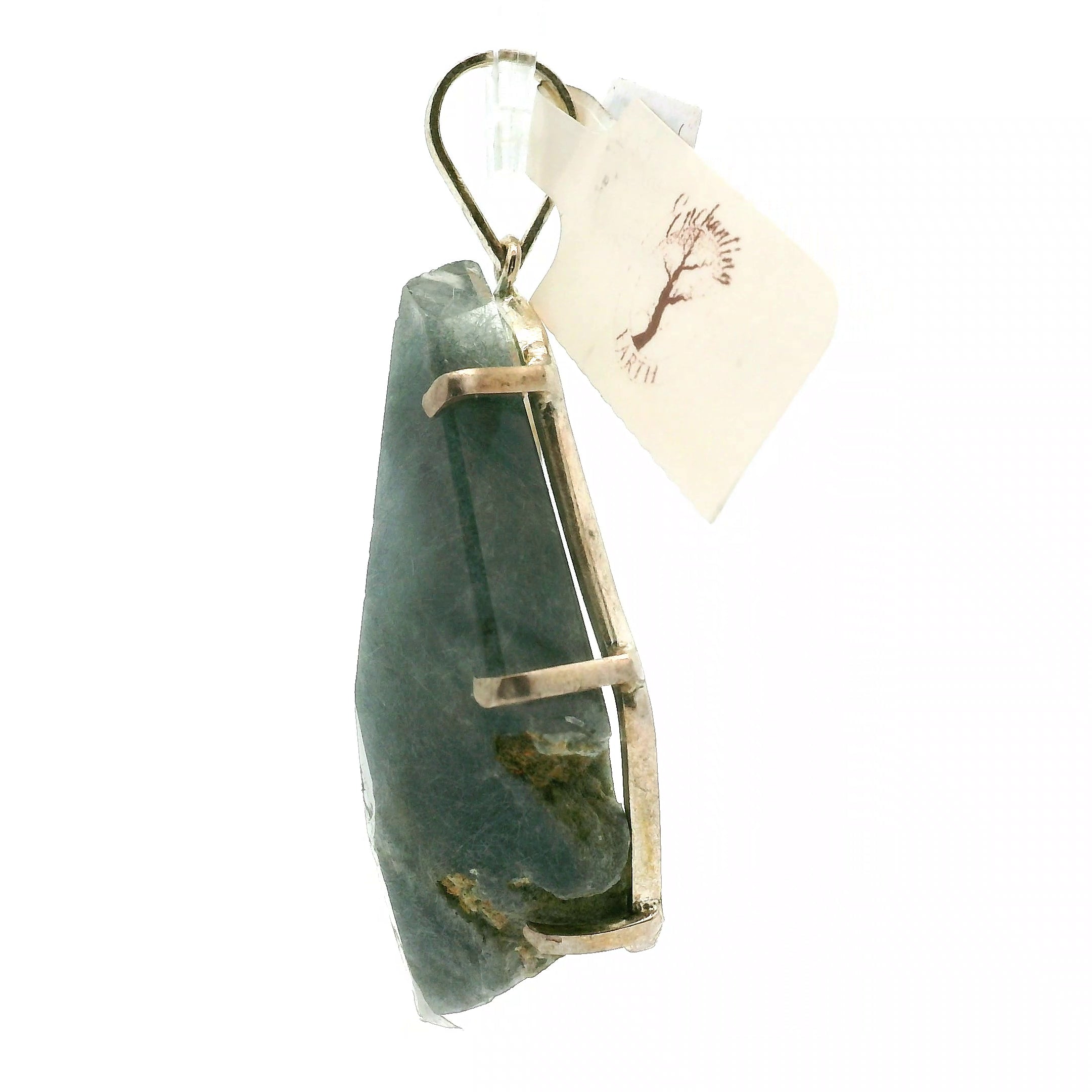 Blue Amphibole Quartz Pendant .925 Sterling Silver for Angelic Connection, Lucid Dreaming and Channeling