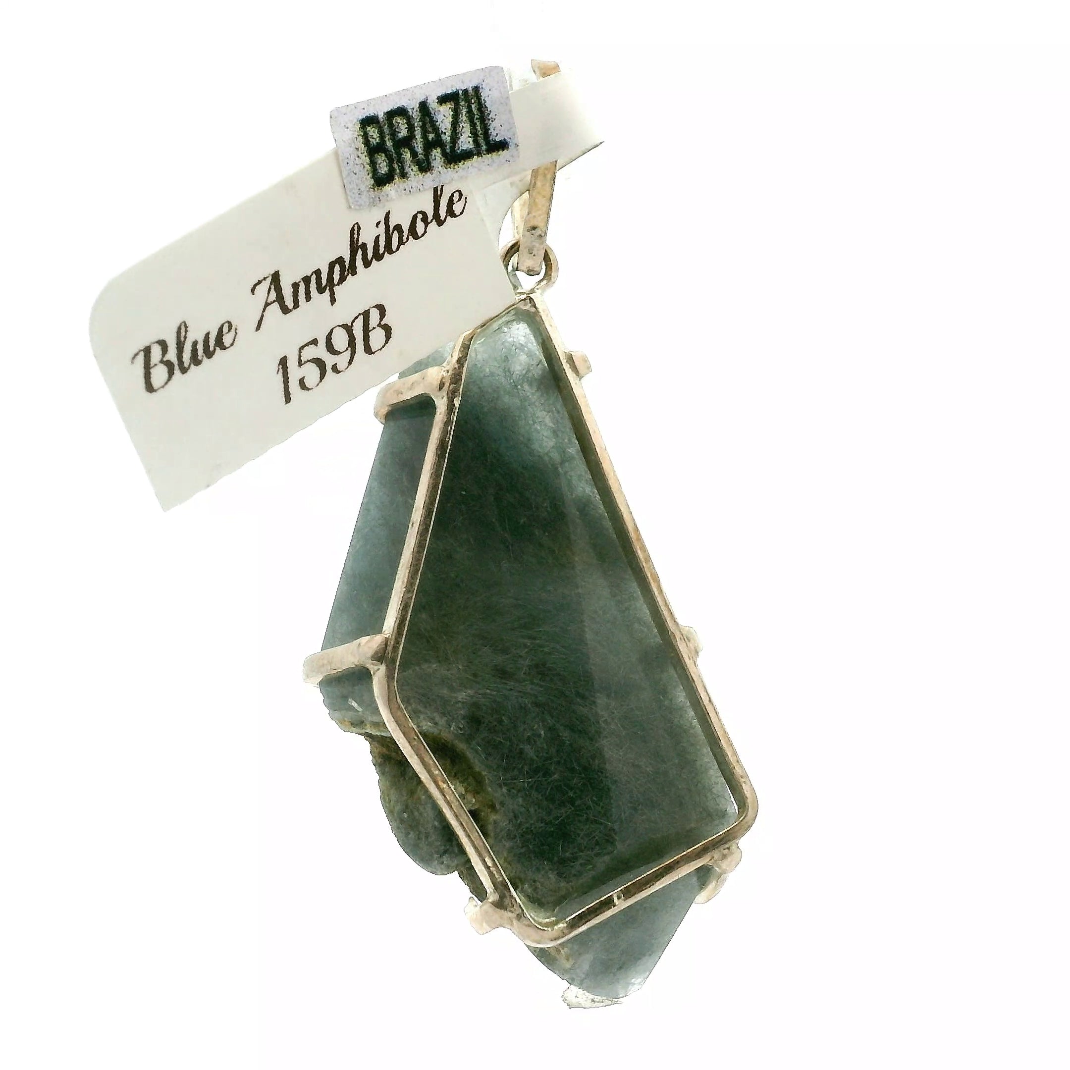 Blue Amphibole Quartz Pendant .925 Sterling Silver for Angelic Connection, Lucid Dreaming and Channeling