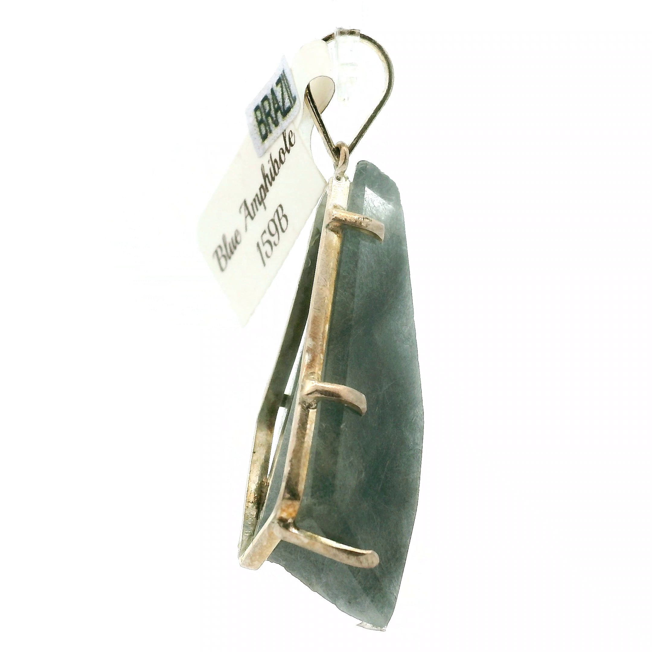 Blue Amphibole Quartz Pendant .925 Sterling Silver for Angelic Connection, Lucid Dreaming and Channeling