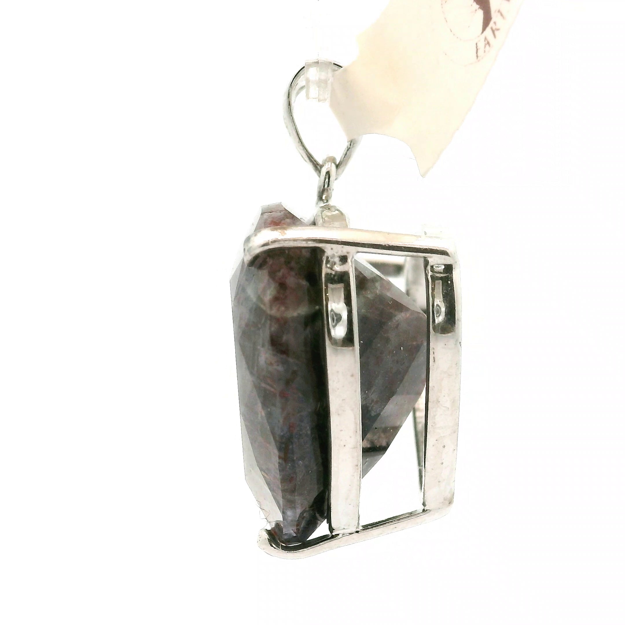 Iolite Sunstone Radiant Cut Pendant .925 Silver for Confidence and Clear Vision