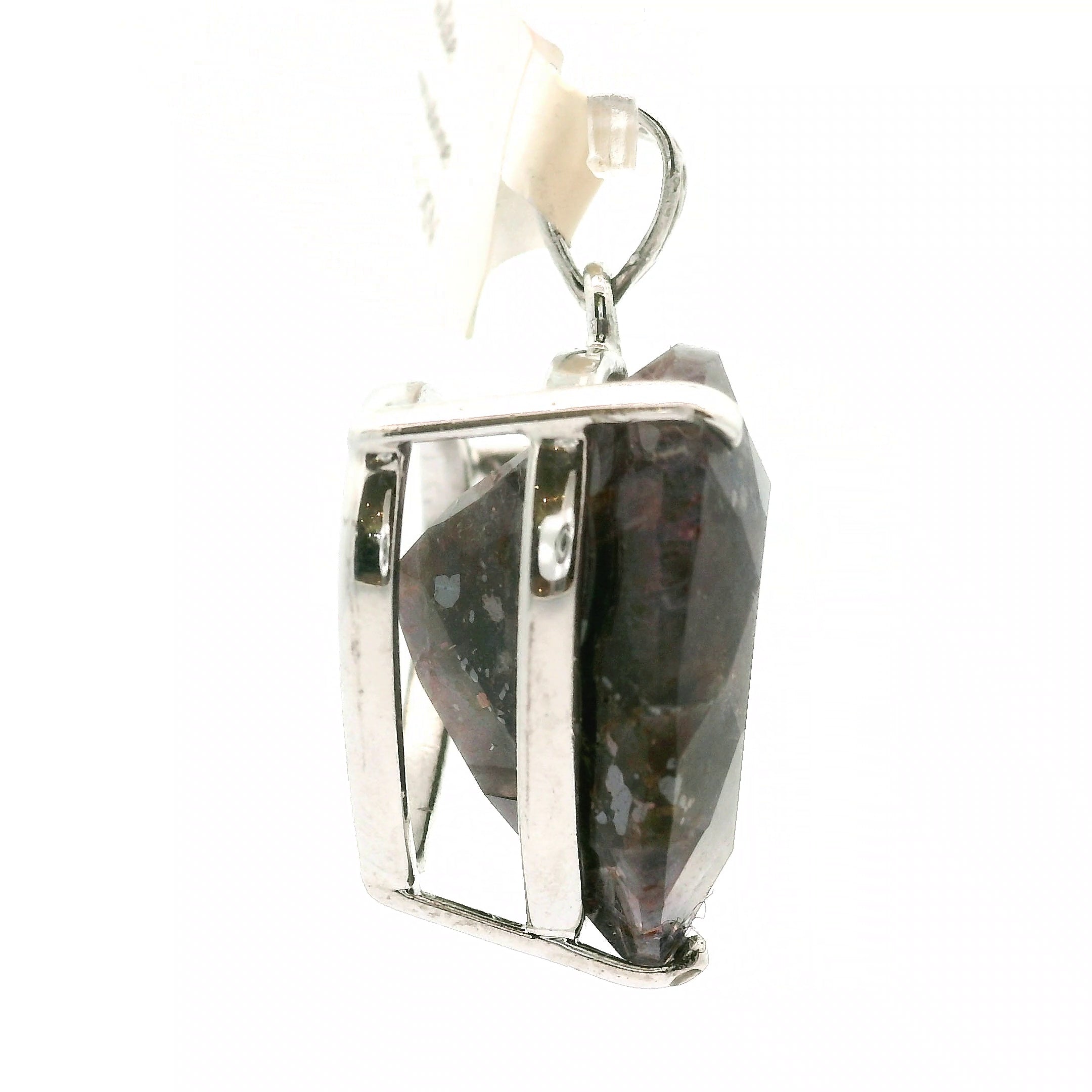 Iolite Sunstone Radiant Cut Pendant .925 Silver for Confidence and Clear Vision