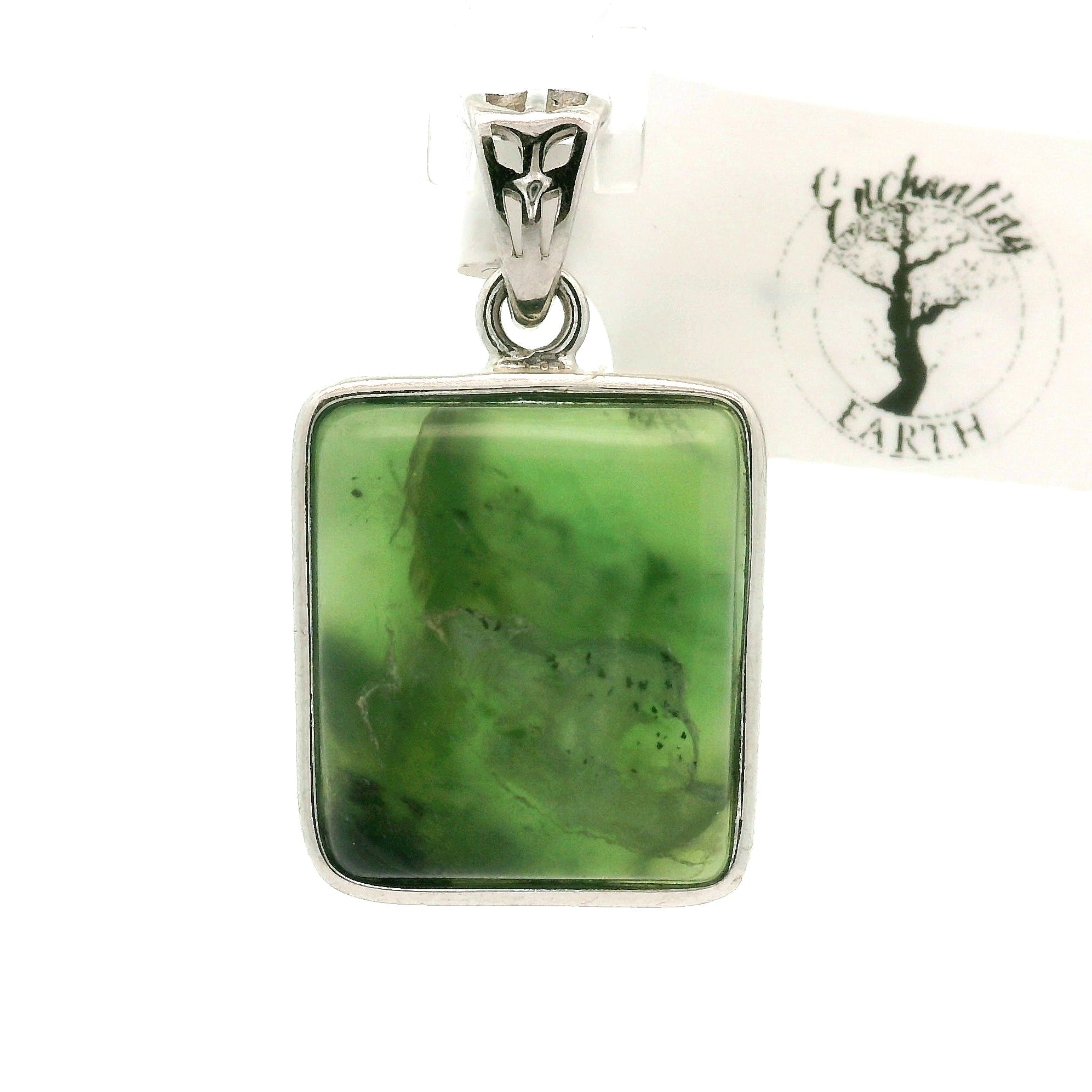 Jade Pendant .925 Silver for Abundance, Good Luck, Joy and Protection