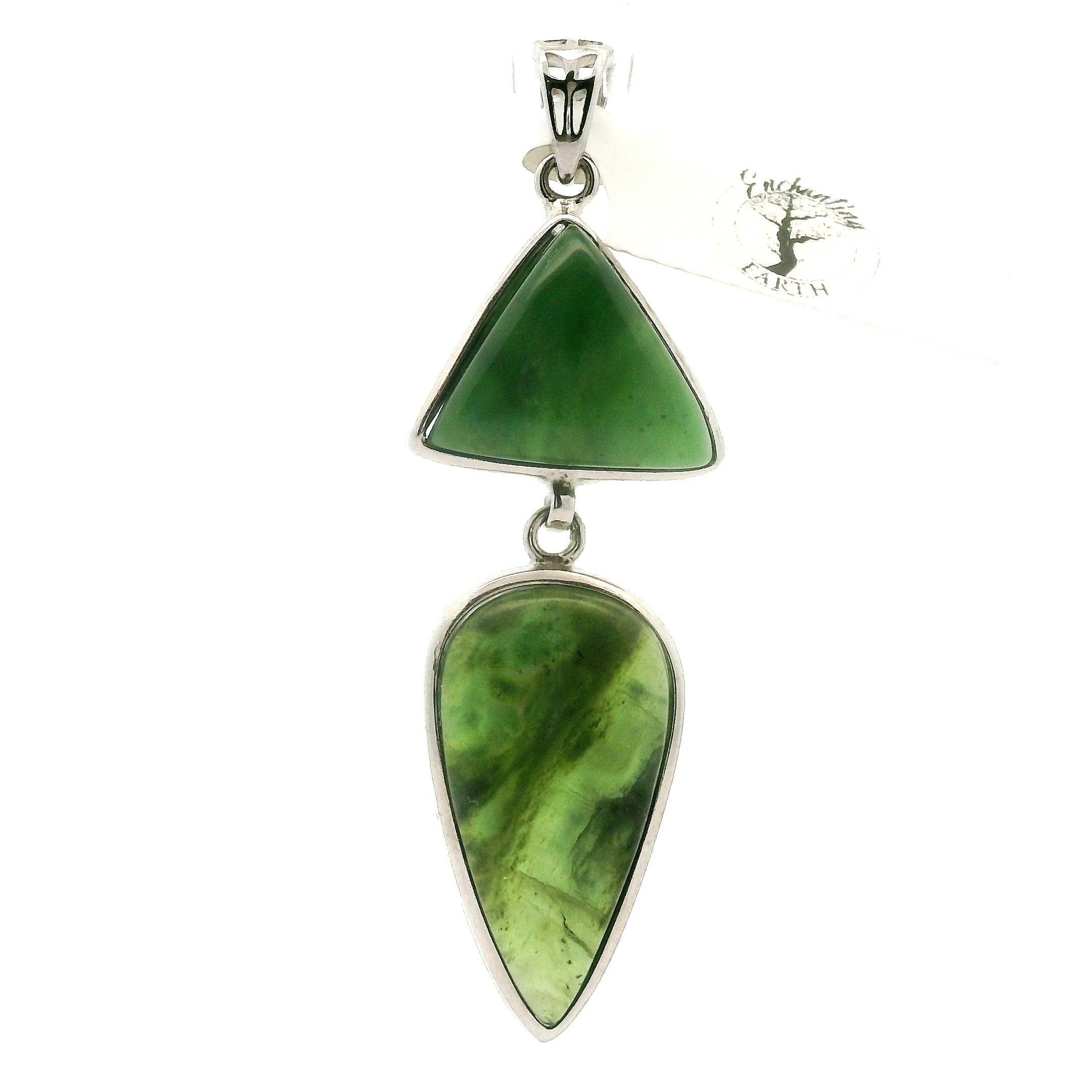 Jade Multi-Stone Pendant .925 Silver for Abundance, Good Luck, Joy and Protection