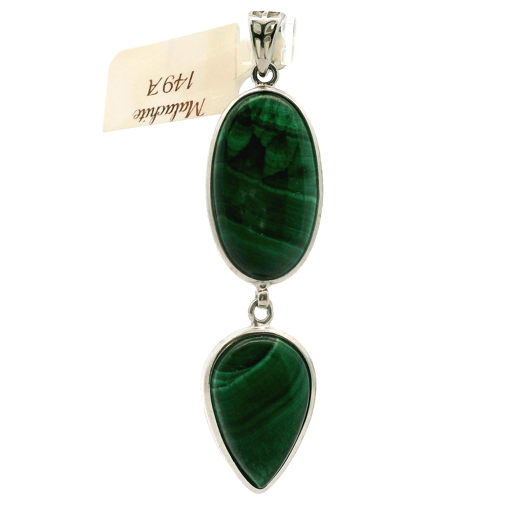 Malachite Multi-Stone Pendant .925 Silver for Abundance, Luck and Transformation