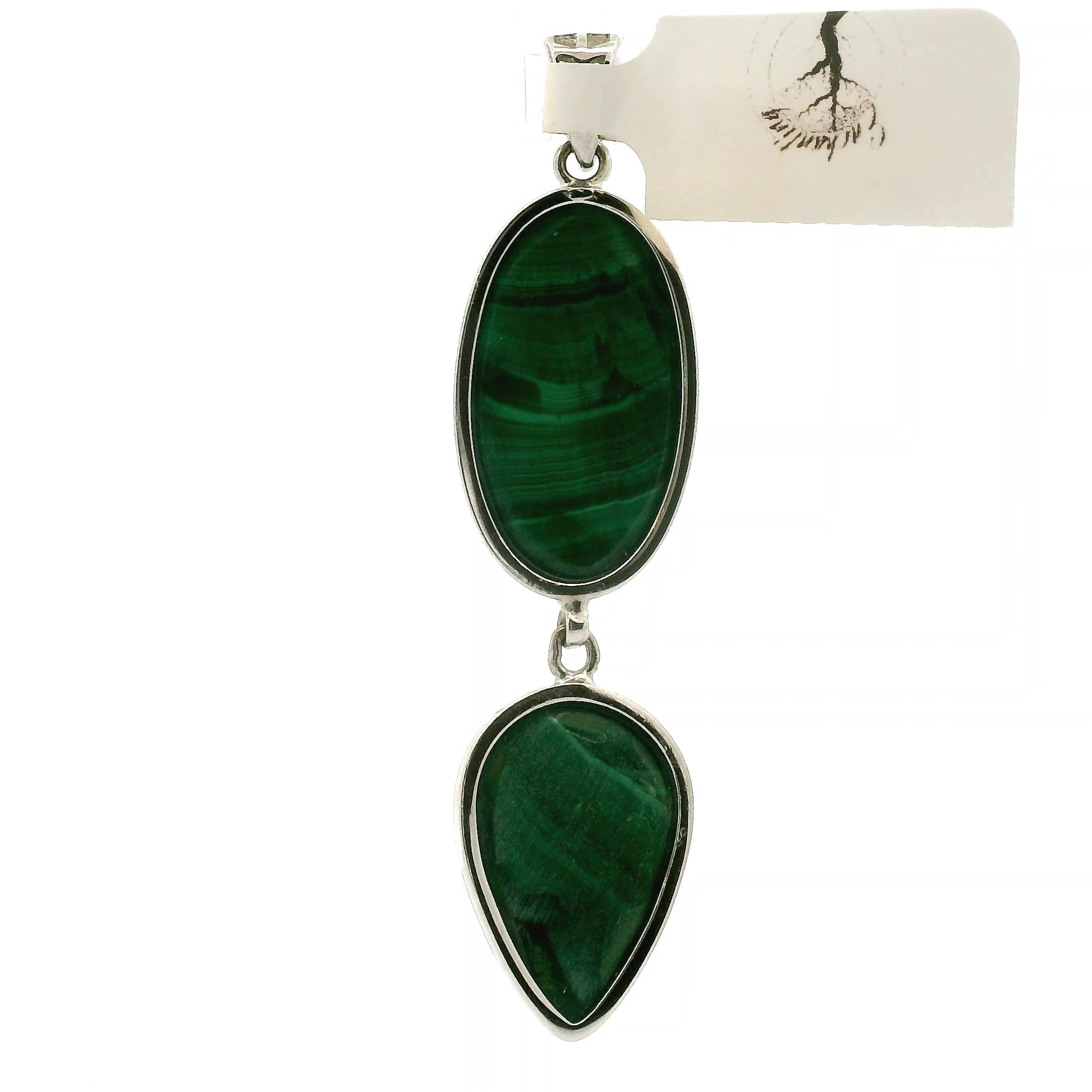 Malachite Multi-Stone Pendant .925 Silver for Abundance, Luck and Transformation