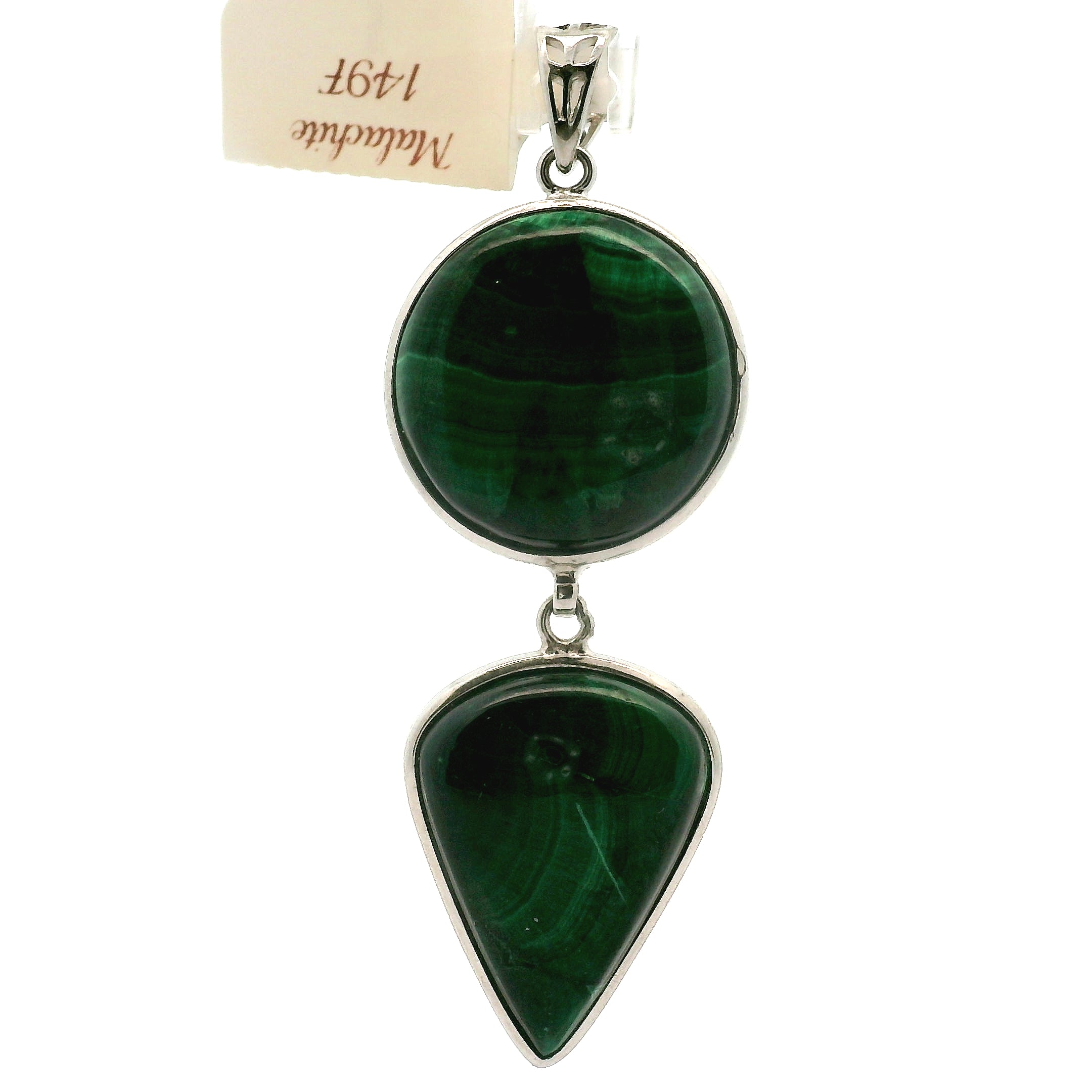 Malachite Multi-Stone Pendant .925 Silver for Abundance, Luck and Transformation
