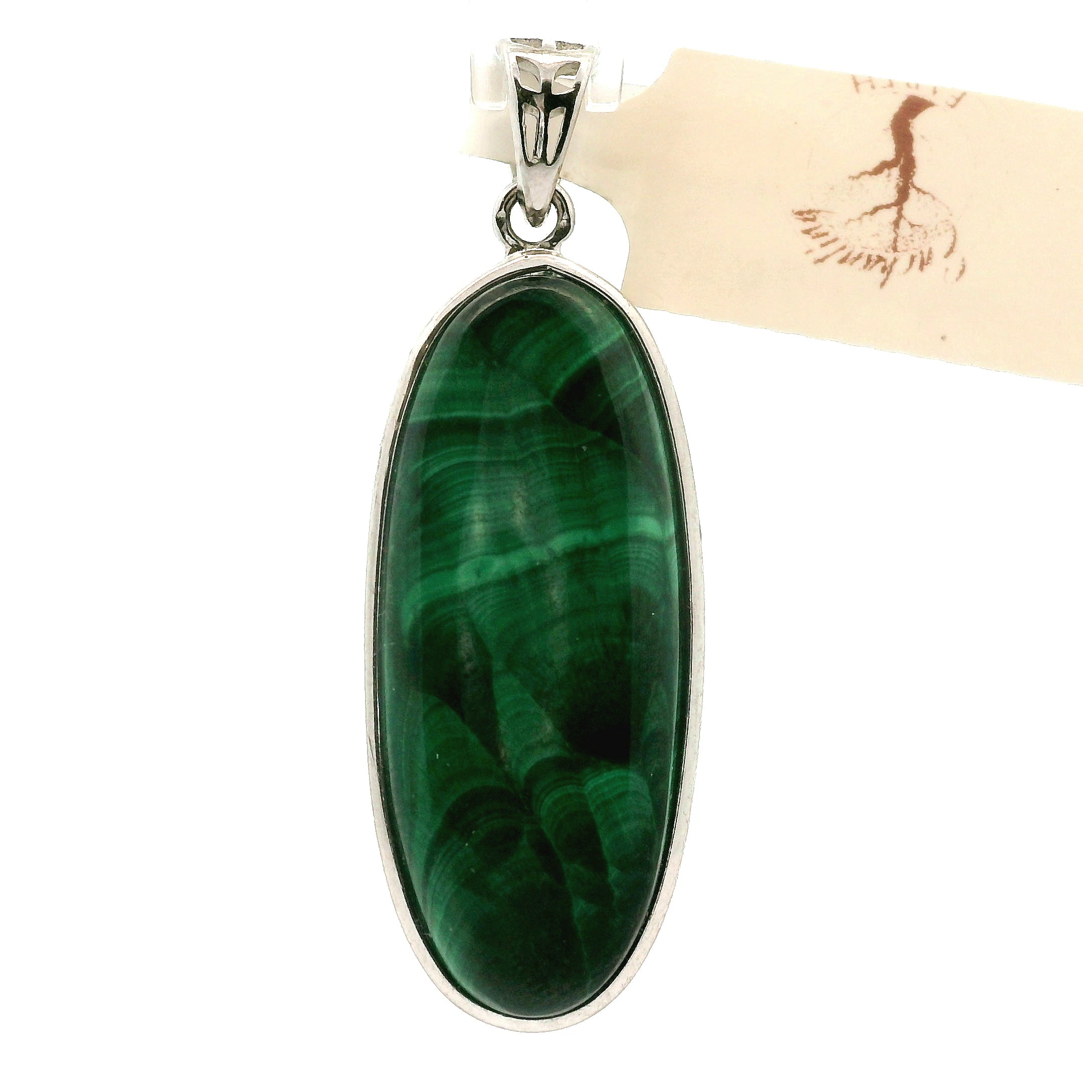 Malachite Pendant .925 Silver for Abundance, Luck and Transformation