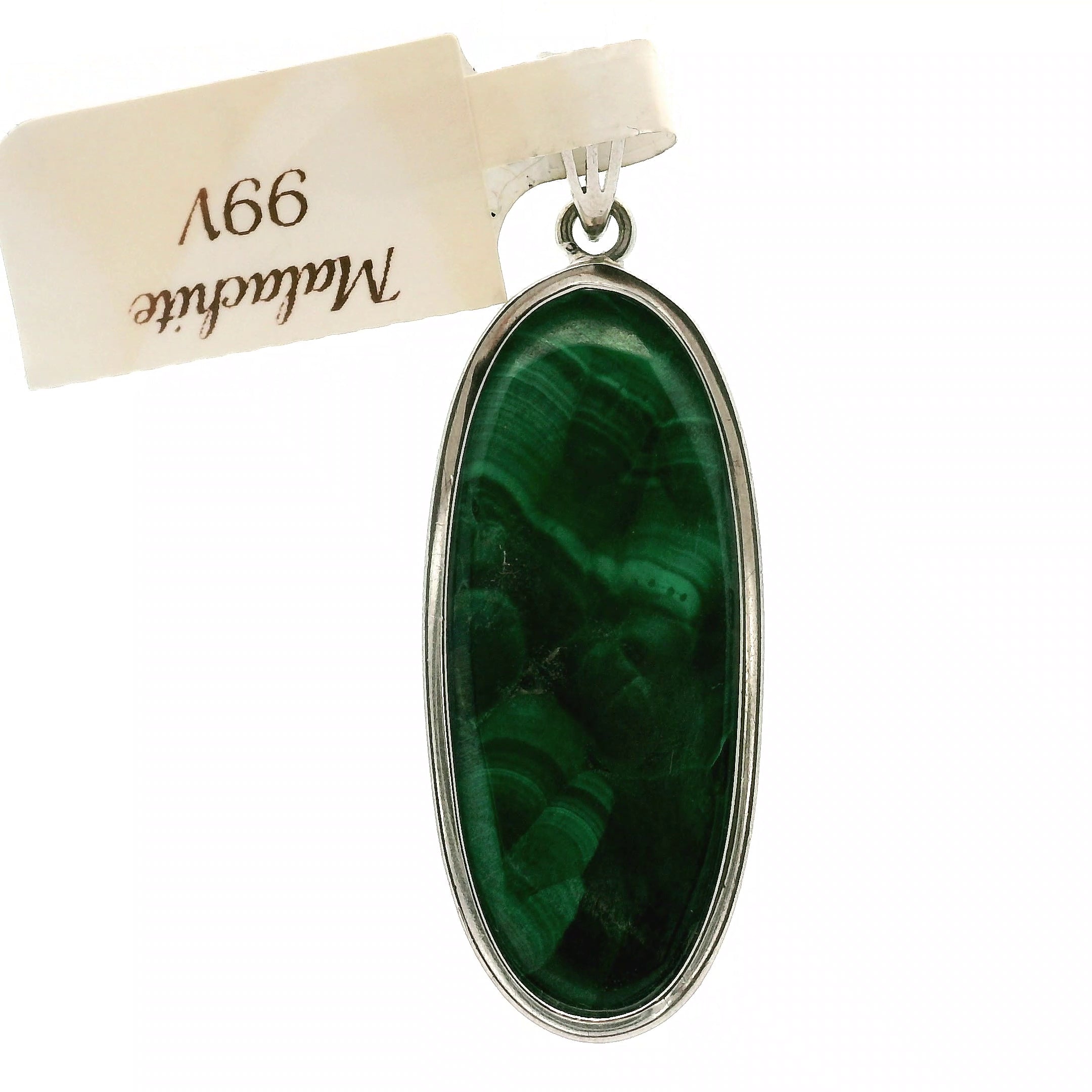 Malachite Pendant .925 Silver for Abundance, Luck and Transformation
