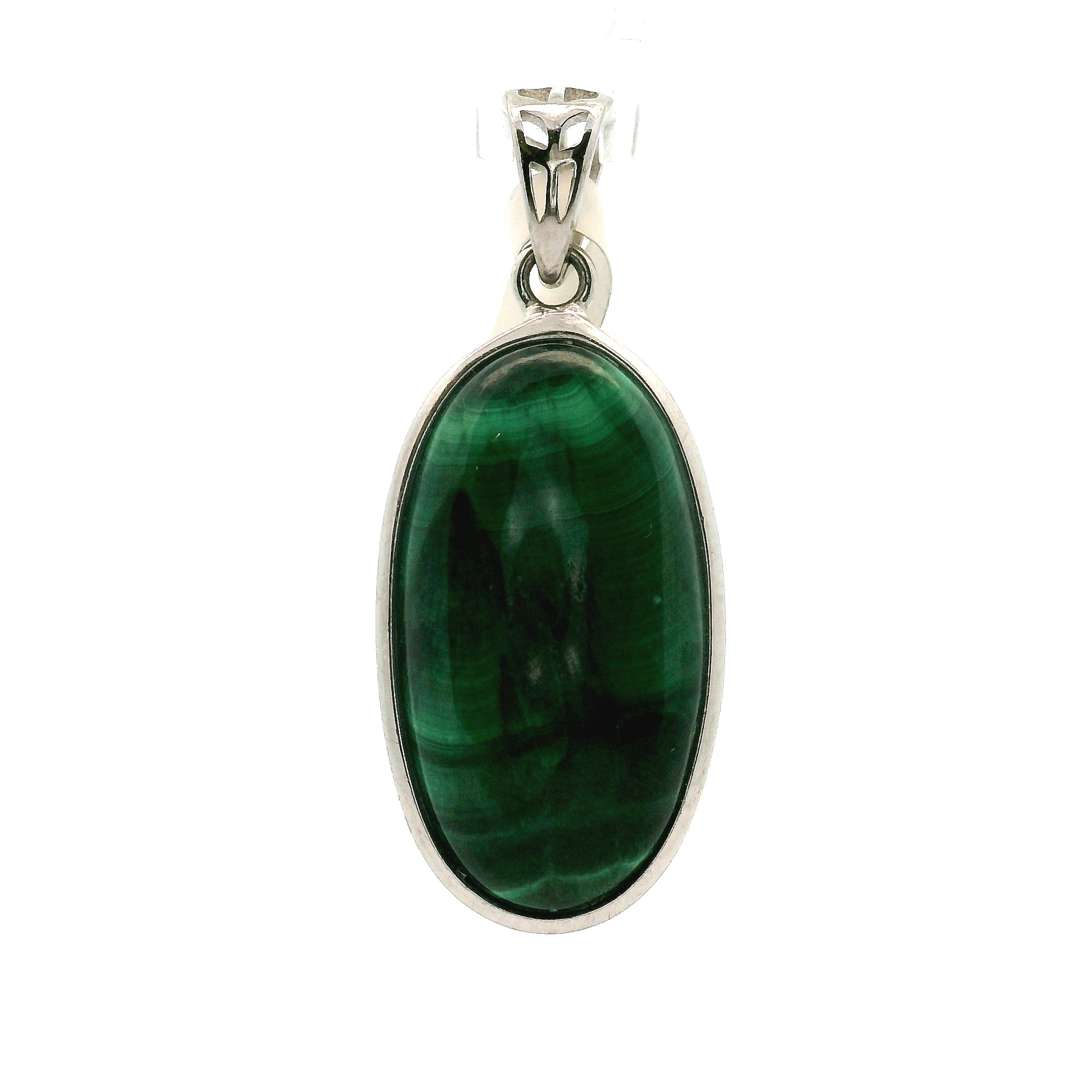 Malachite Pendant .925 Silver for Abundance, Luck and Transformation