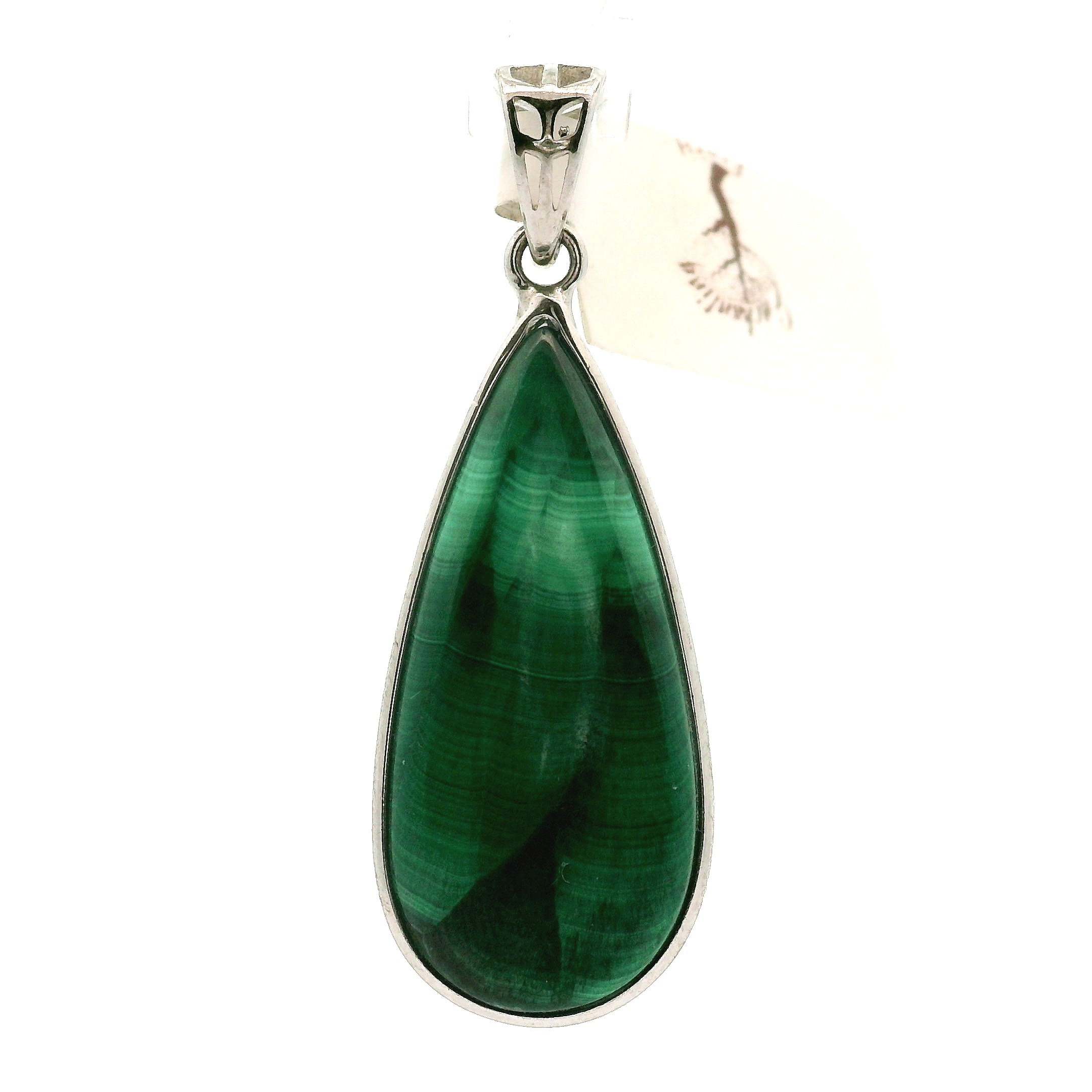 Malachite Pendant .925 Silver for Abundance, Luck and Transformation