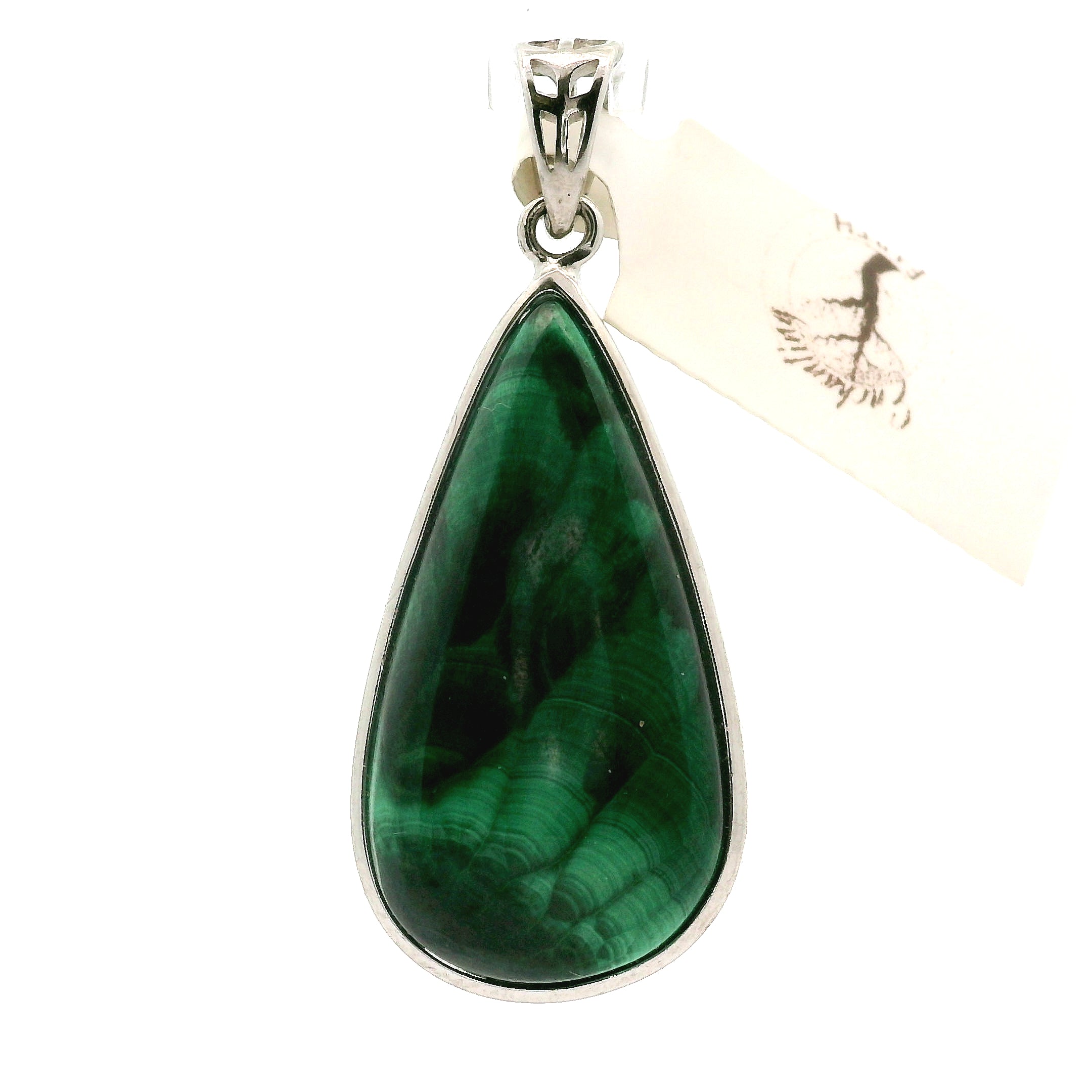 Malachite Pendant .925 Silver for Abundance, Luck and Transformation